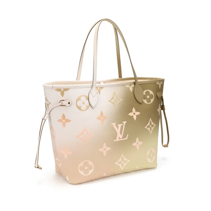 Sunset Khaki Coated Canvas Neverfull MM Gold Hardware