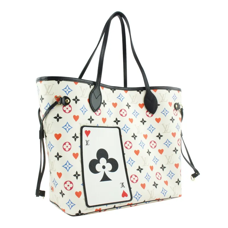 White Multicolor Monogram Canvas Game On Neverfull MM and Pouch with Gold Tone Hardware
