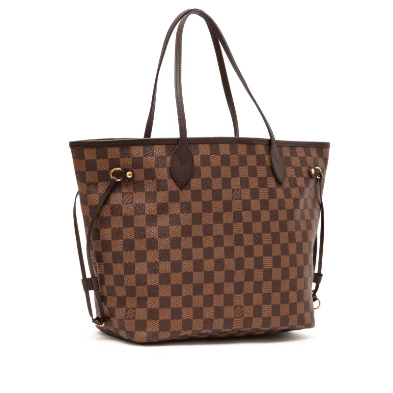 Damier Ebene Coated Canvas Neverfull MM Gold Hardware,