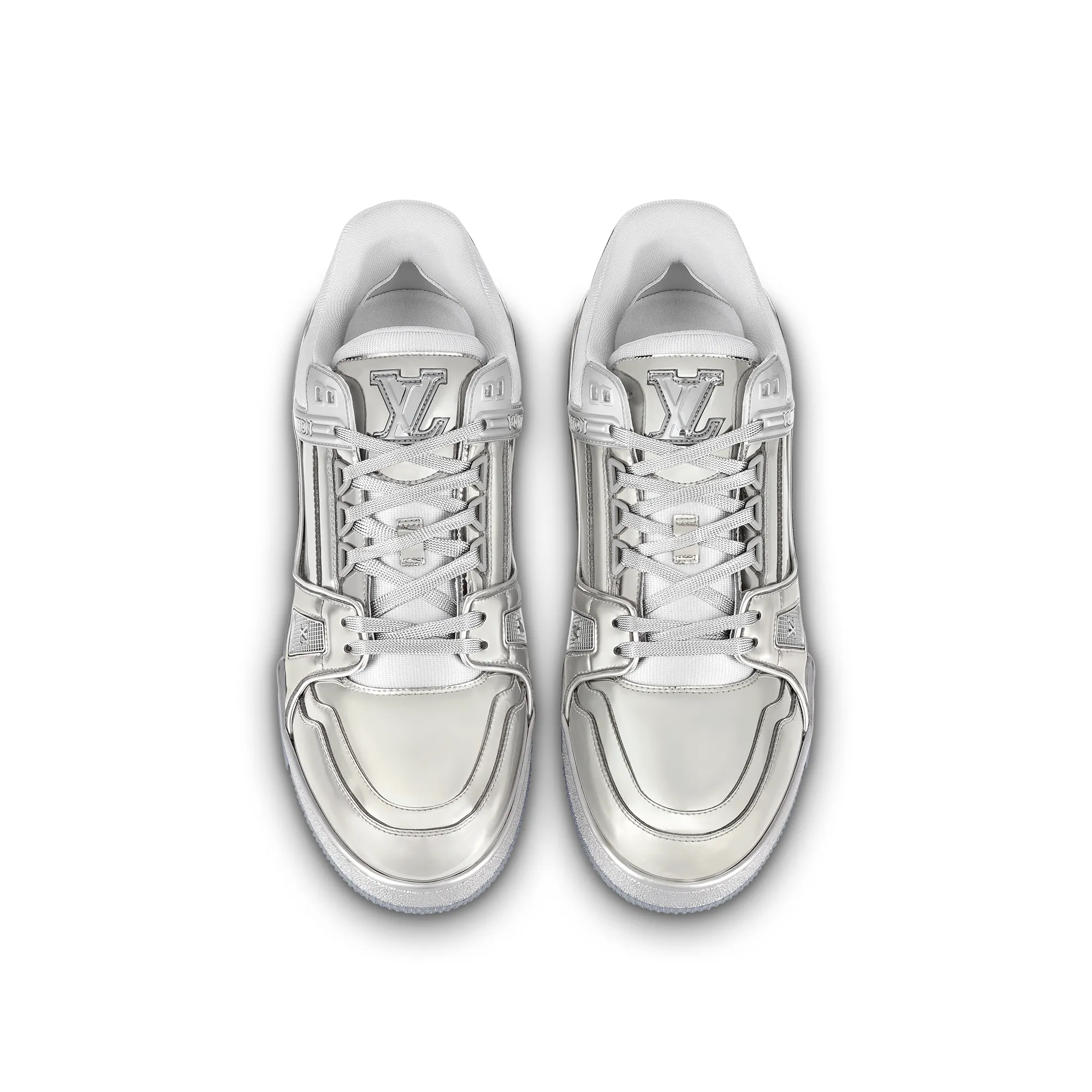 Louis Vuitton NIGO Silver Glossy Flat Bottomed Sneakers shoes #nigo29139