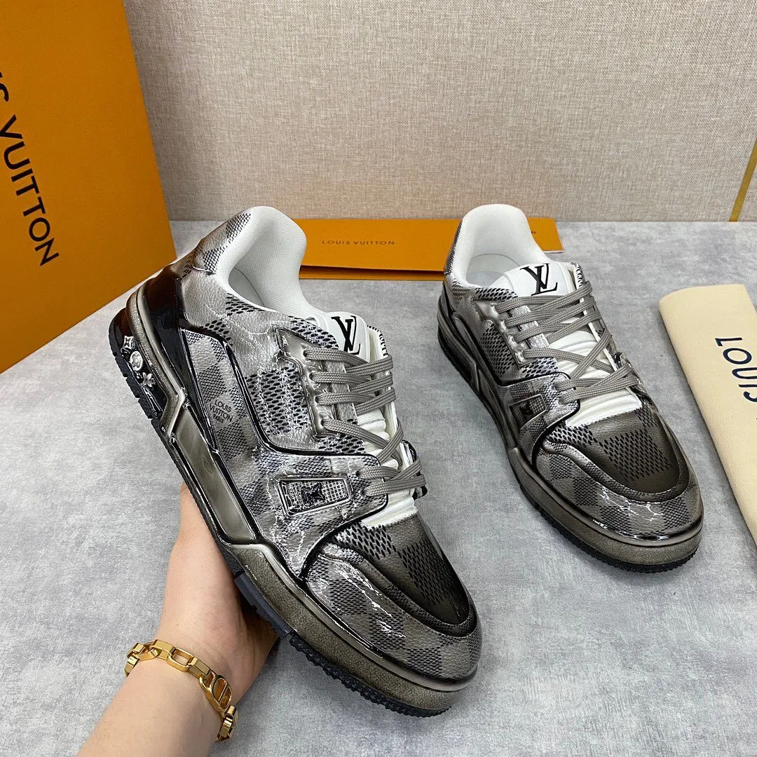 Louis Vuitton Bright Leather Halo Dyed Flat Shoes Sneakers #nigo5415