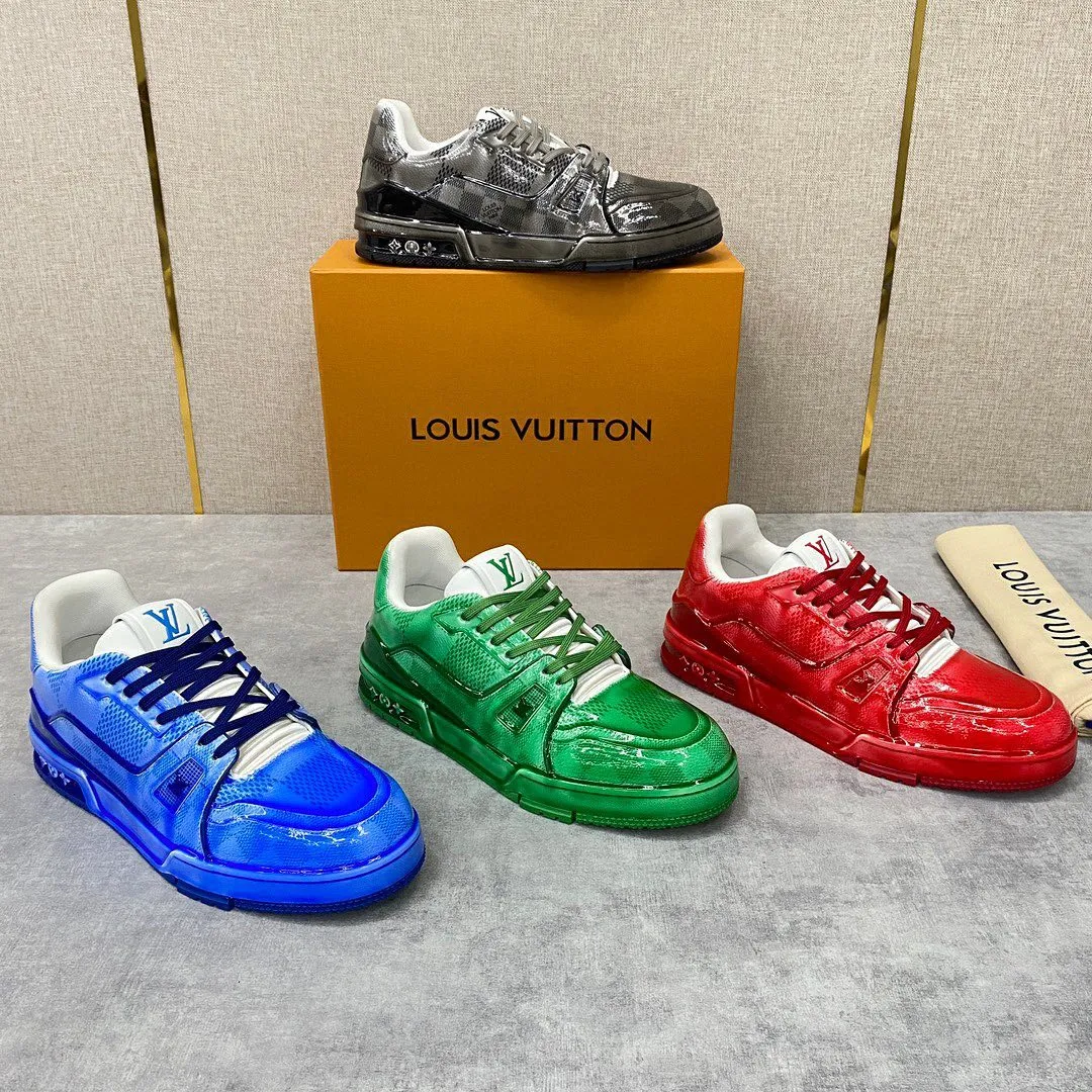 Louis Vuitton Bright Leather Halo Dyed Flat Shoes Sneakers #nigo5415