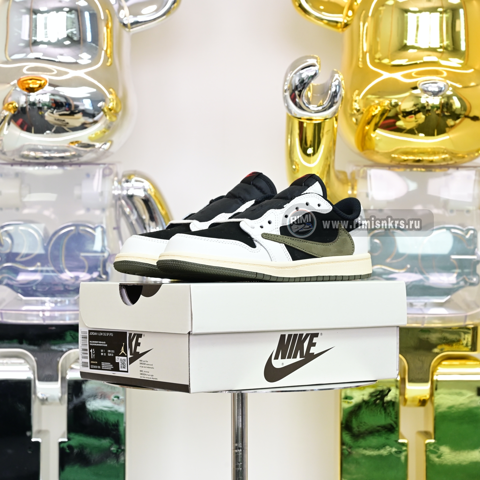 Kids Shoes Travis Scott x Air Jordan 1 Low OG Olive PS DZ5909-106