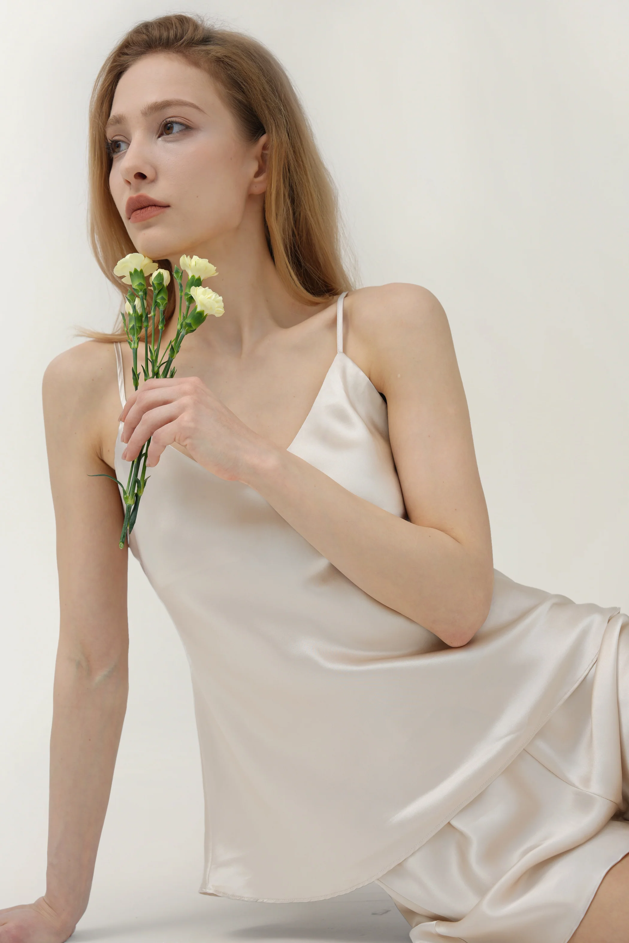 Women’s Pure Silk Camisole Pajama Set In Cream