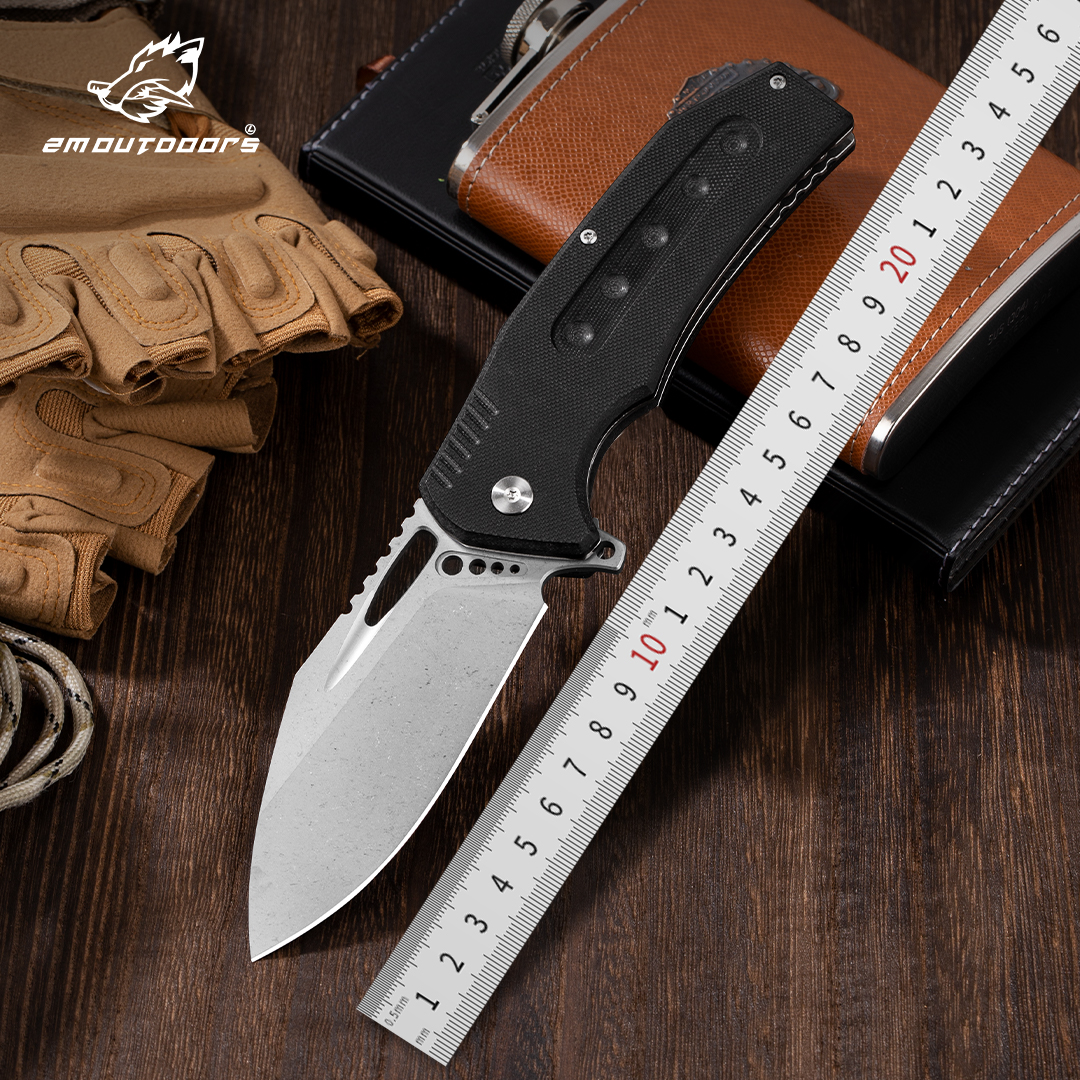 1pc, one-handed quick opening folding knife, outdoor folding knife, outdoor camping knife, D2 steel blade, G10 fiberglass non-slip handle, can be used for mountaineering, hiking, wilderness survival, camping and other outdoor activities, gifts