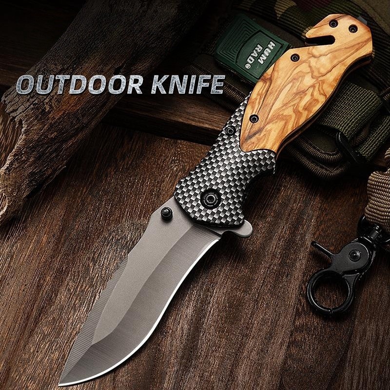 1pcs. Outdoor Wooden Handle Folding Knife, Multi-function Knife, Outdoor Essential Supplies, Can Be Used For Outdoor Activities, The Best Choice For Gifts