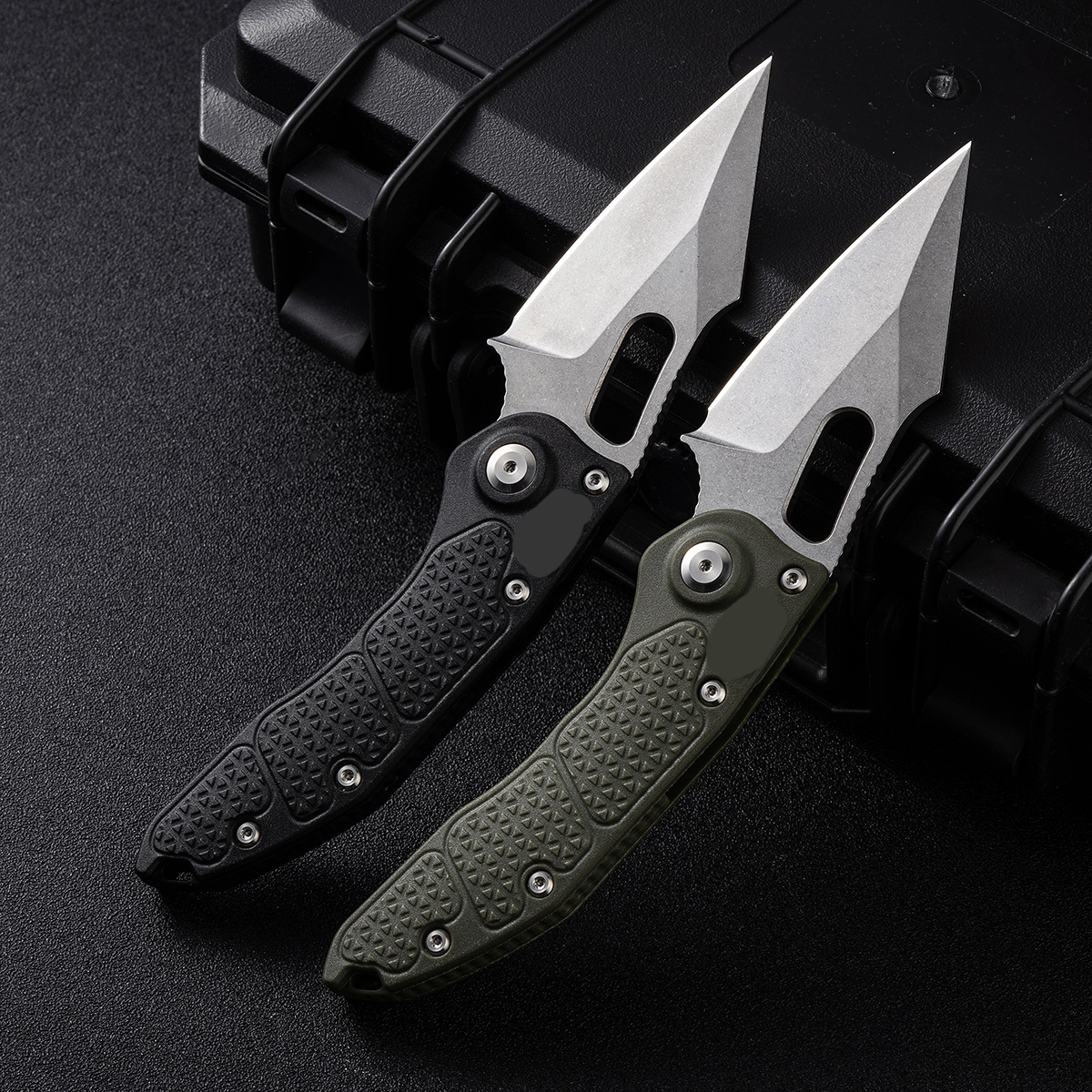 M390 Steel Folding Knife – Stitch STQ Style with Nylon-Fiberglass Handle, Sharp Lightweight EDC Tool for Camping, Hiking & Collectors