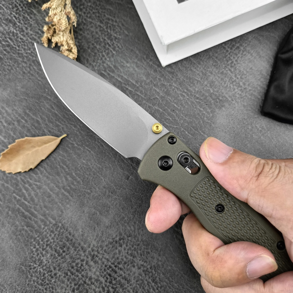 BM 535 Army Green Folding Pocket Knife – S30V Steel Blade, Manual Thumb-Open, GRN Handle, Secure Bearing Lock