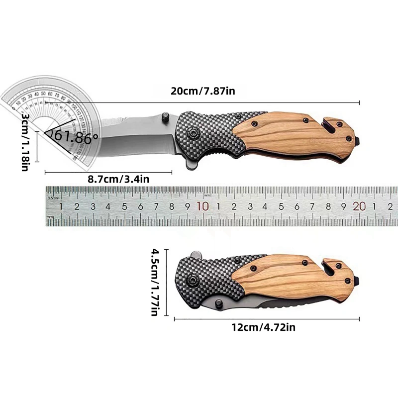 1pcs. Outdoor Wooden Handle Folding Knife, Multi-function Knife, Outdoor Essential Supplies, Can Be Used For Outdoor Activities, The Best Choice For Gifts