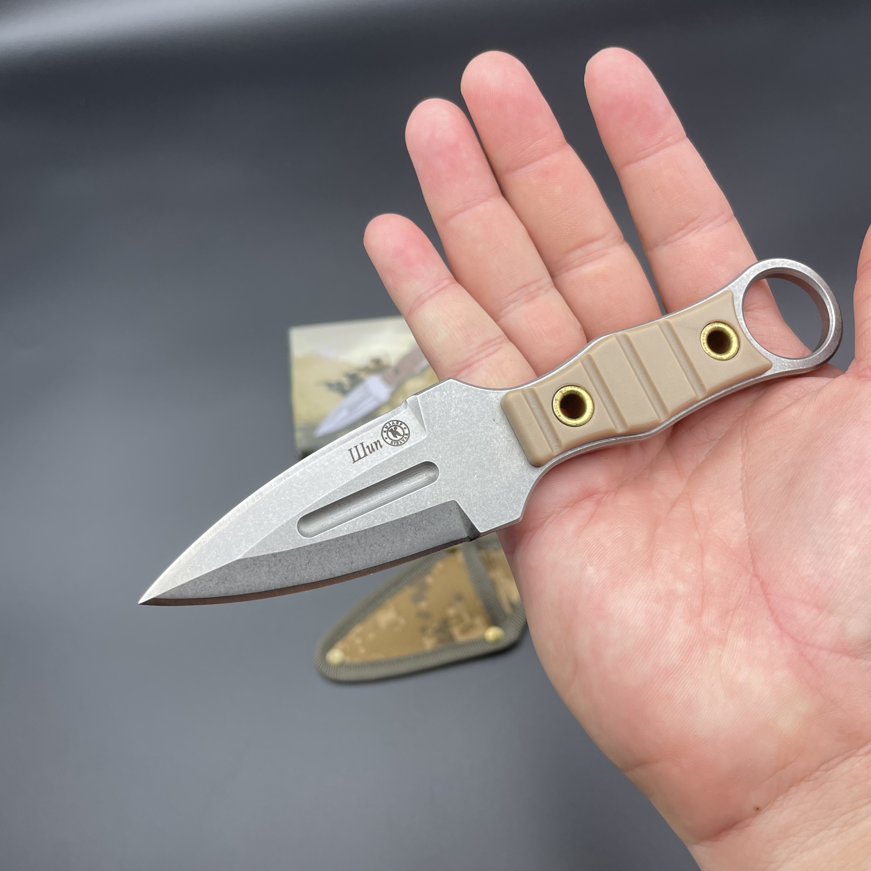 Wilderness Survival Straight Knife with Knife Sleeve, EDC Portable Knife, Super Sharp Camping Knife, Stainless Steel Fixed Blade Survival Bush Knife