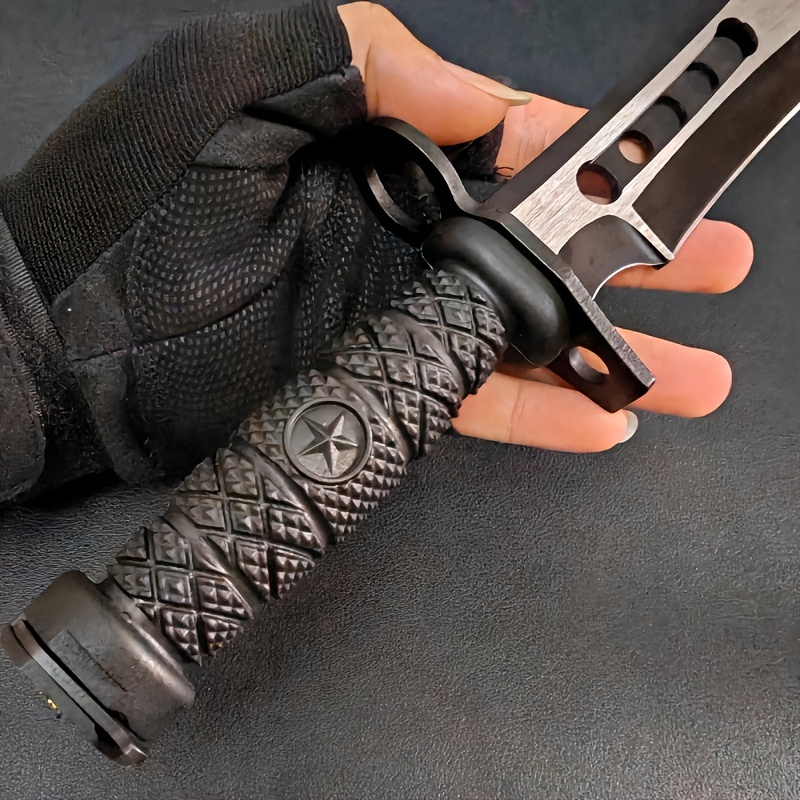 Outdoor Camping Survival Knife, Tactical Straight Knife Long Swiss 4Cr13 Steel High Hardness Saber with Leather Knife Sleeve, Nylon Fiber Handle for Hunting, Self-Defense, Self-Defense, Camping - Blade Design, One-piece Dragon Design