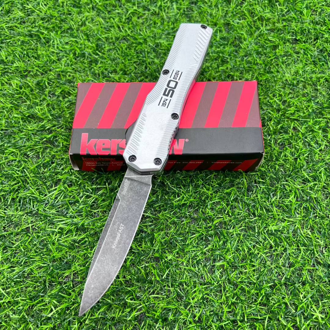 Keshaw knife aluminum alloy handle straight jump telescopic knife, multi-functional life-saving equipment knife, self-defense essential, EDC tool, suitable for camping, survival, hunting