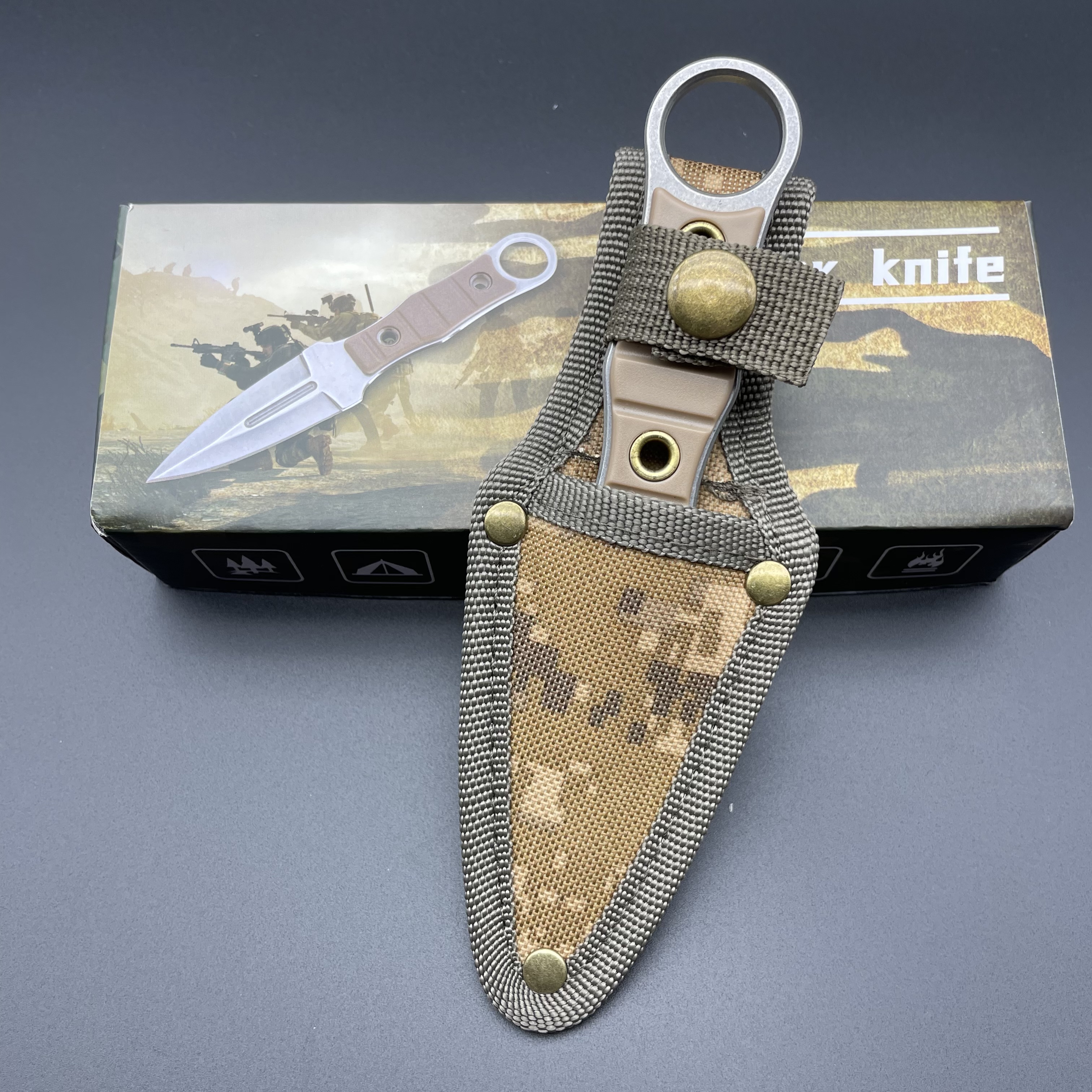 Wilderness Survival Straight Knife with Knife Sleeve, EDC Portable Knife, Super Sharp Camping Knife, Stainless Steel Fixed Blade Survival Bush Knife