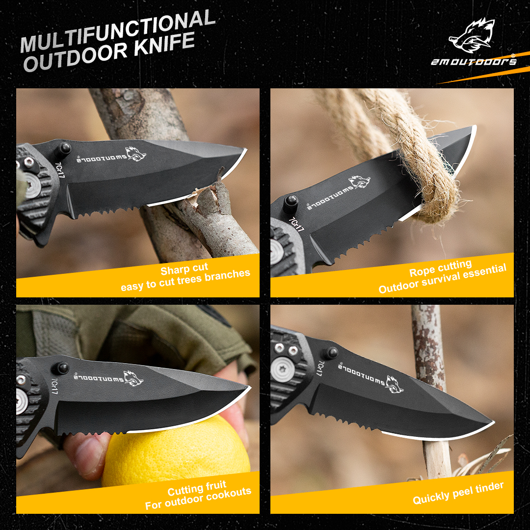 Outdoor folding knives,Folding knife, EDC tool, 7CR17MOV high hardness blade, can be used for fishing, camping, outdoor adventure and other activities, gifts for men and women