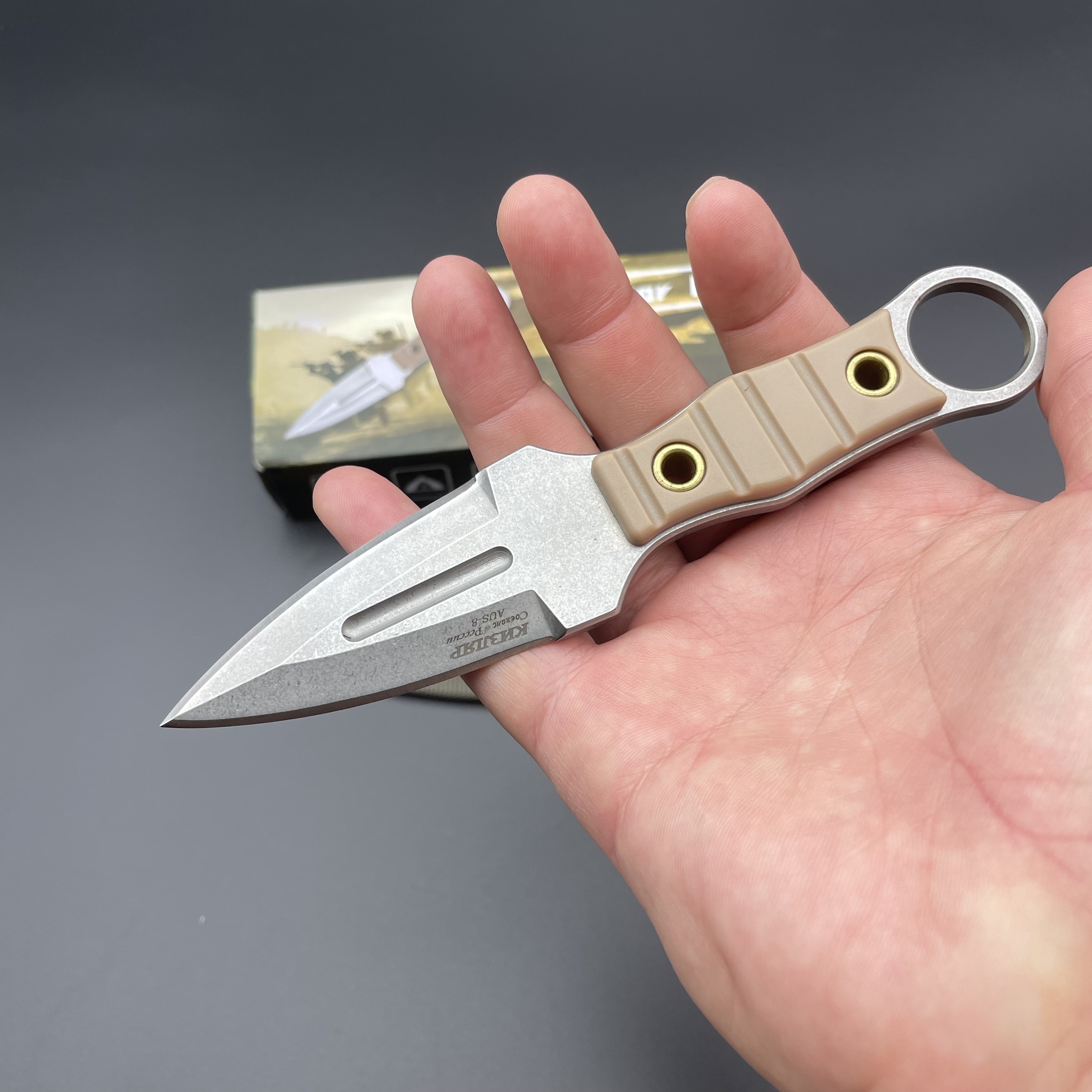 Wilderness Survival Straight Knife with Knife Sleeve, EDC Portable Knife, Super Sharp Camping Knife, Stainless Steel Fixed Blade Survival Bush Knife