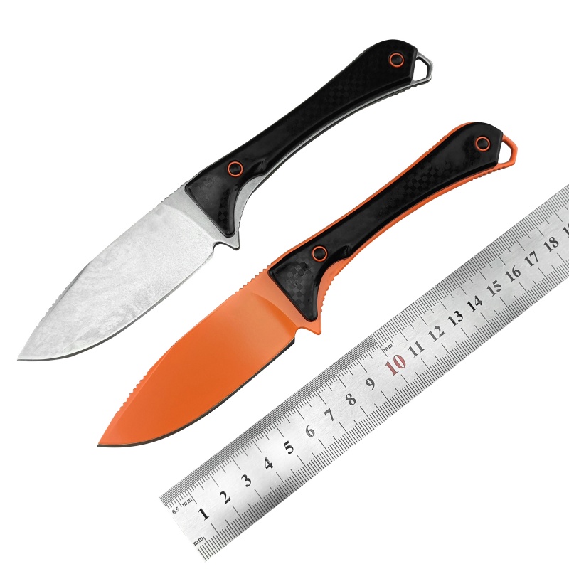 BM15201 model, full keel hunting knife with sheath, D2 steel nylon glass handle survival knife - suitable for wild survival and hunting, equipped with Kydex scabbard, city survival daily carry straight knife