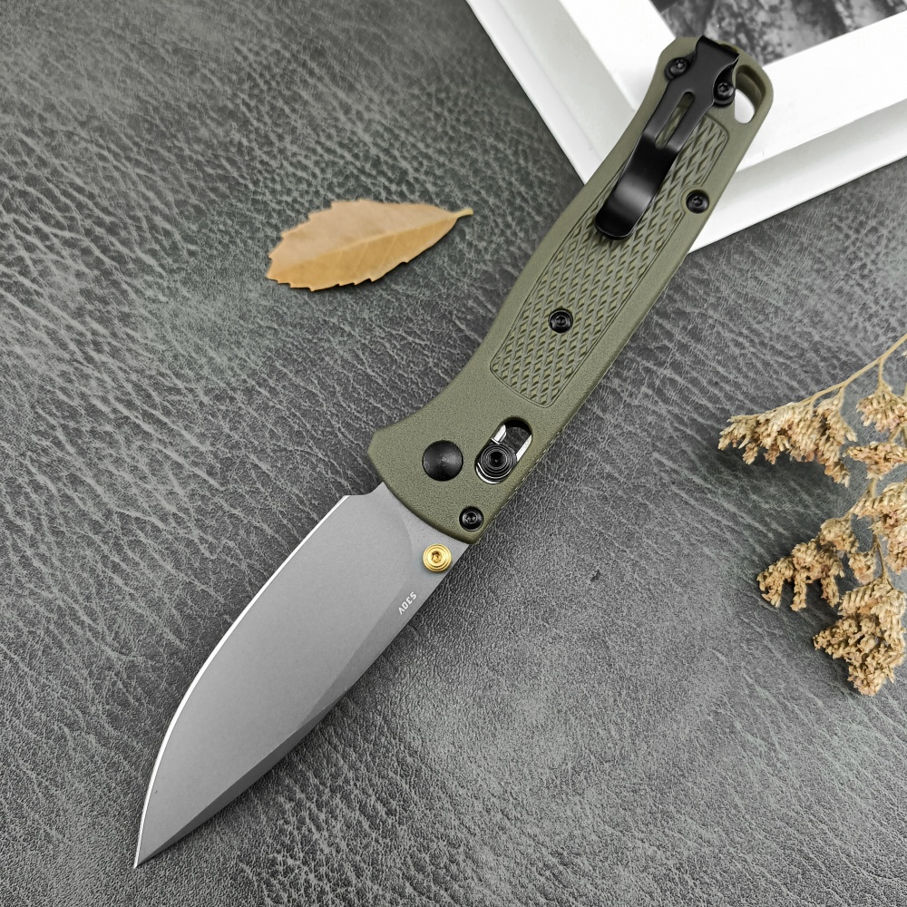 BM 535 Army Green Folding Pocket Knife – S30V Steel Blade, Manual Thumb-Open, GRN Handle, Secure Bearing Lock