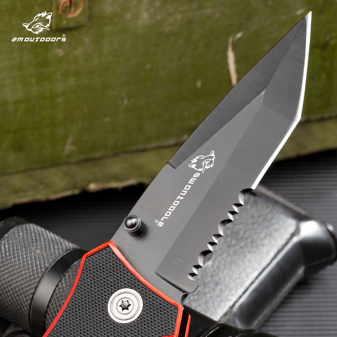 Outdoor pocket folding knife with locking mechanism, 7Cr17Mov high hardness stainless steel knife, G10 handle, can be used for outdoor wilderness survival, mountaineering, hiking