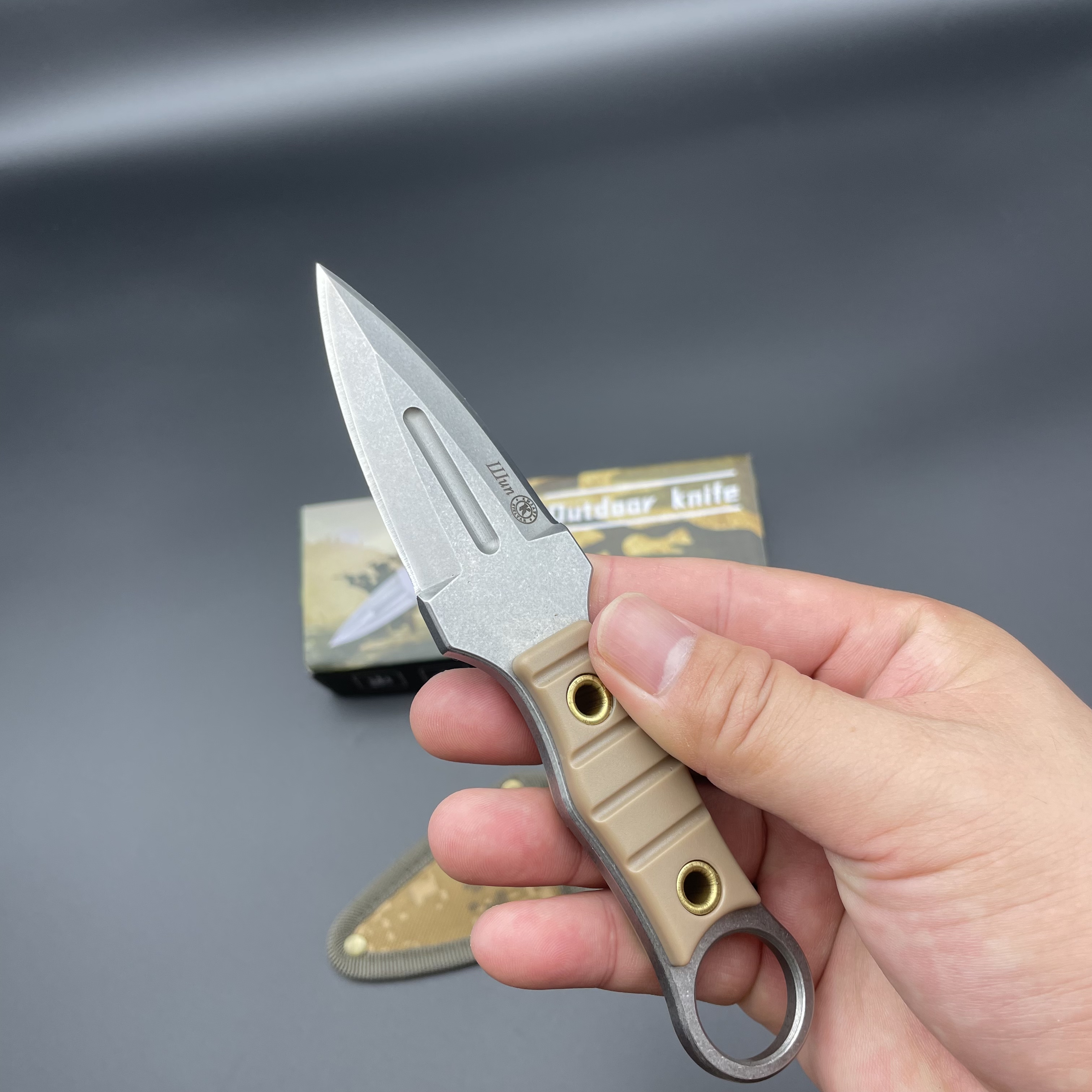 Wilderness Survival Straight Knife with Knife Sleeve, EDC Portable Knife, Super Sharp Camping Knife, Stainless Steel Fixed Blade Survival Bush Knife