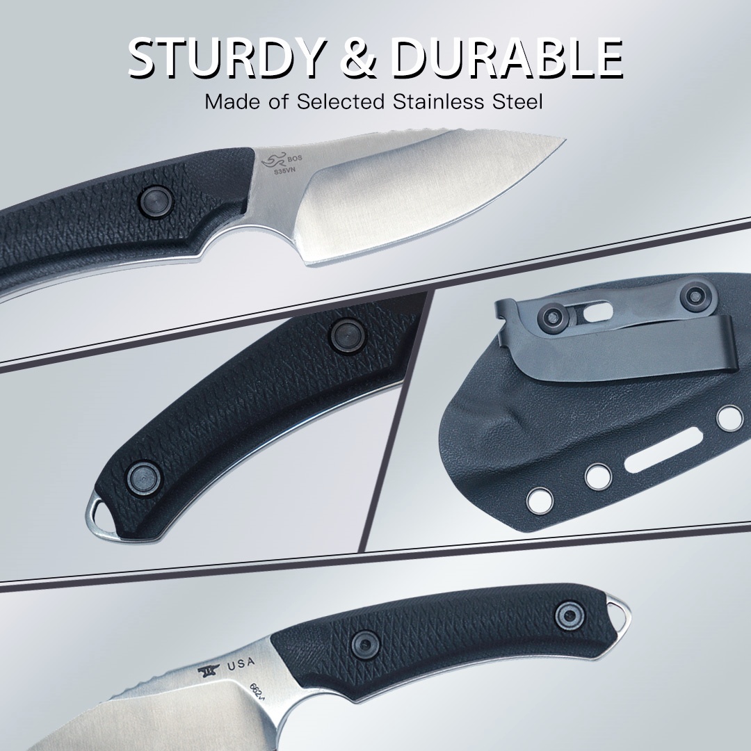 Outdoor Fixed Blade Knife – 7Cr15MoV Steel with G10 Handle, Full-Tang Design and Sheath, Multi-Purpose Camping & Everyday Utility Knife