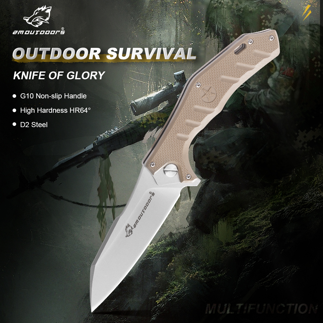 Folding Knife, Pocket Knife, EDC Multi-function Outdoor Tool Knife, D2 Special Steel, G10 Non-slip Handle, For Fishing, Hiking, Survival, Gifts For Men And Women