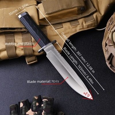 1PC Large Size Tactical Straight Knife, Multi-purpose Knife With Knife Cover, ZT-09S Fixed Blade Knife, 7CR15 Steel High Hardness Knife, Adventure Knife With Flint, For Fishing, Hiking, Life, Men And Women Gifts