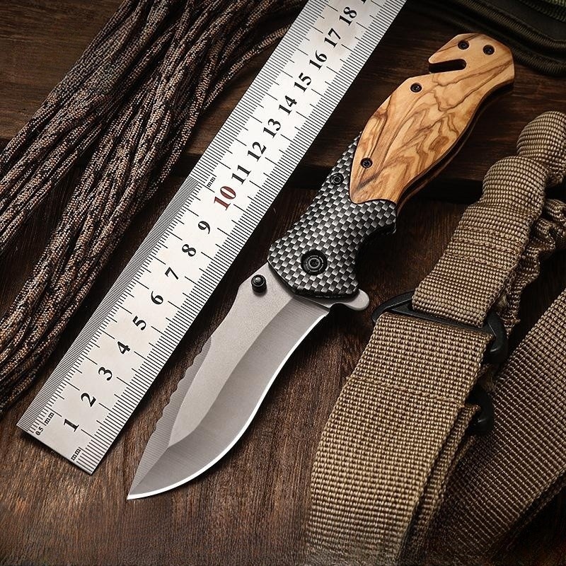 1pcs. Outdoor Wooden Handle Folding Knife, Multi-function Knife, Outdoor Essential Supplies, Can Be Used For Outdoor Activities, The Best Choice For Gifts