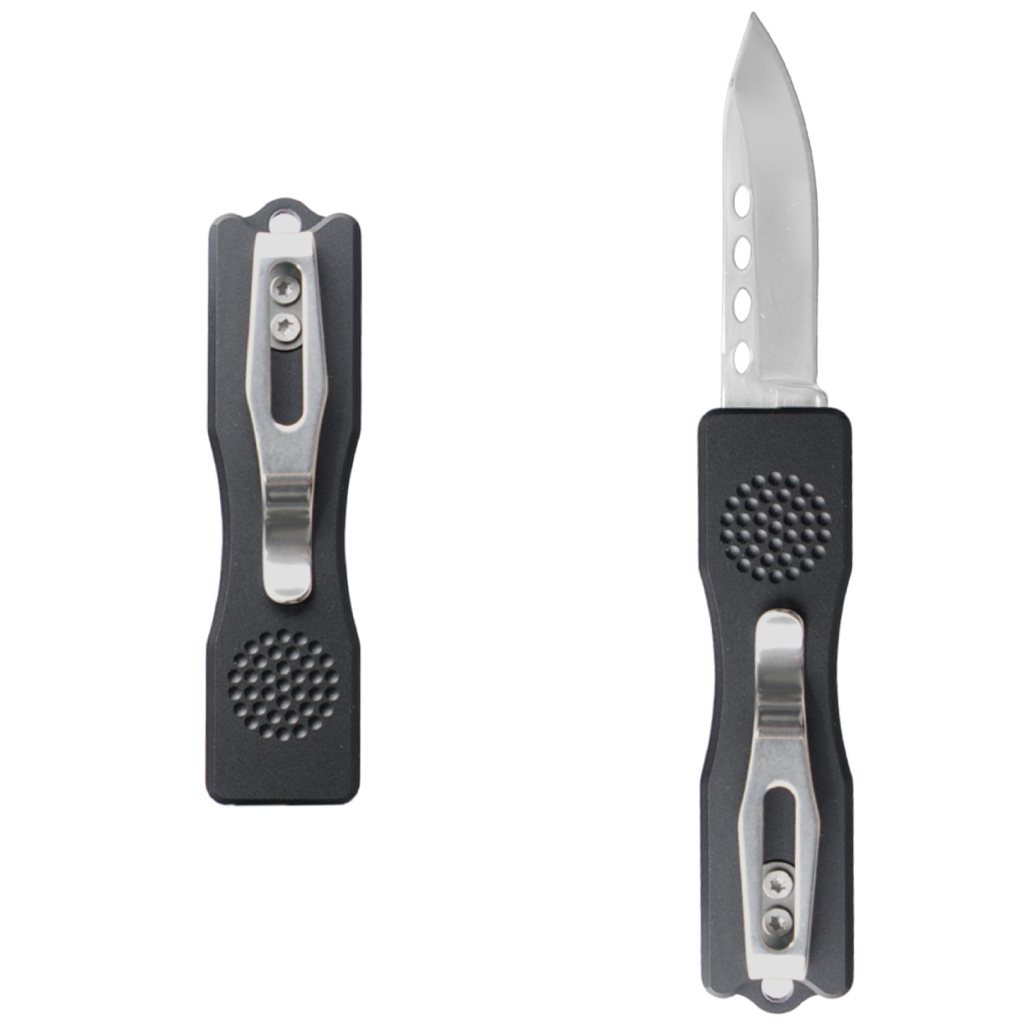 Aluminum alloy handle straight jump telescopic knife, multi-functional life-saving equipment knife, self-defense essential, EDC tool, suitable for camping, survival, hunting