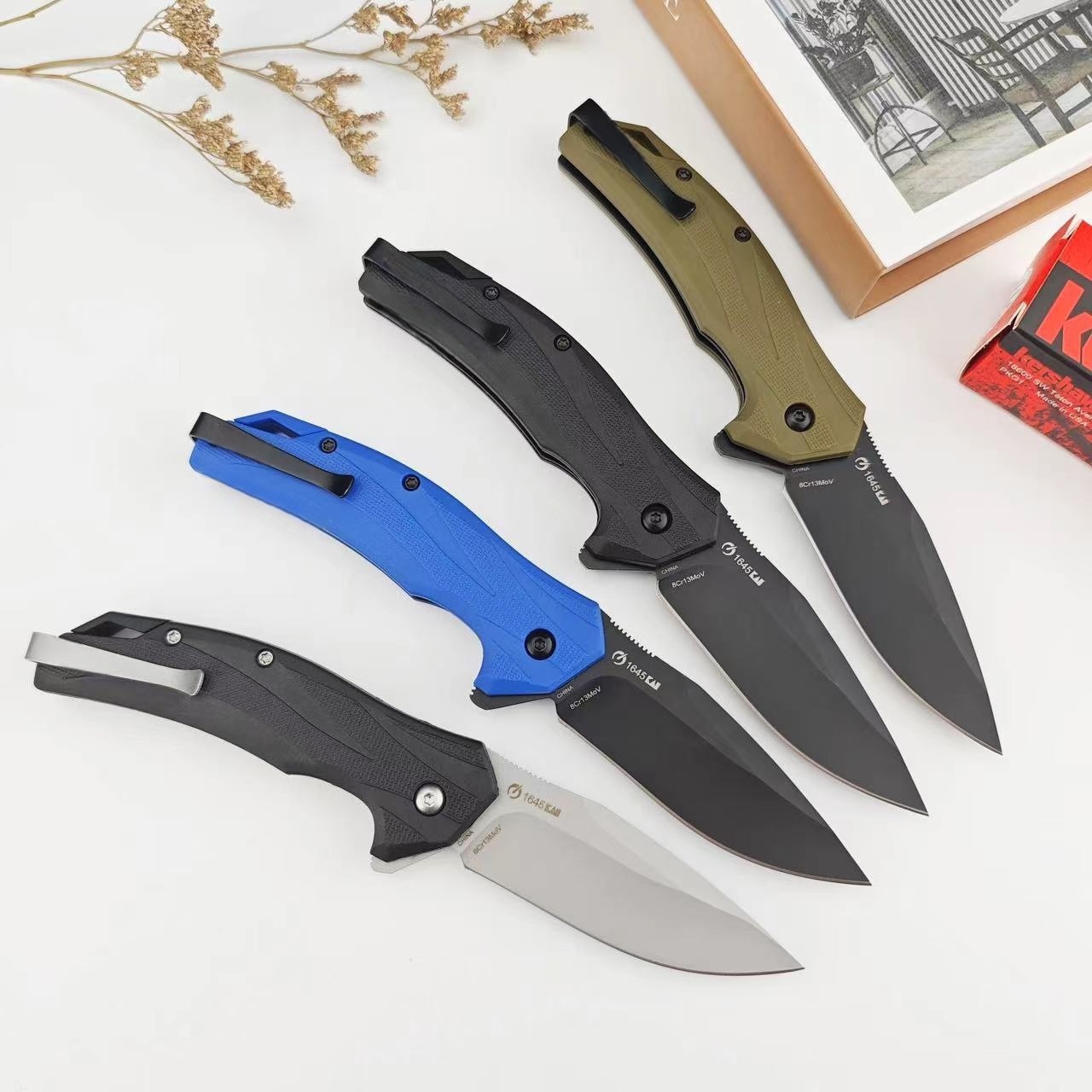 Multifunctional Hunting Folding Knife, Kershaw 1645 Folding Knife, 8Cr13Mov Blade, Nylon Fiber Handle, EDC Tools, Outdoor Camping, Fishing, Hiking, Survival, Gifts for Men and Women