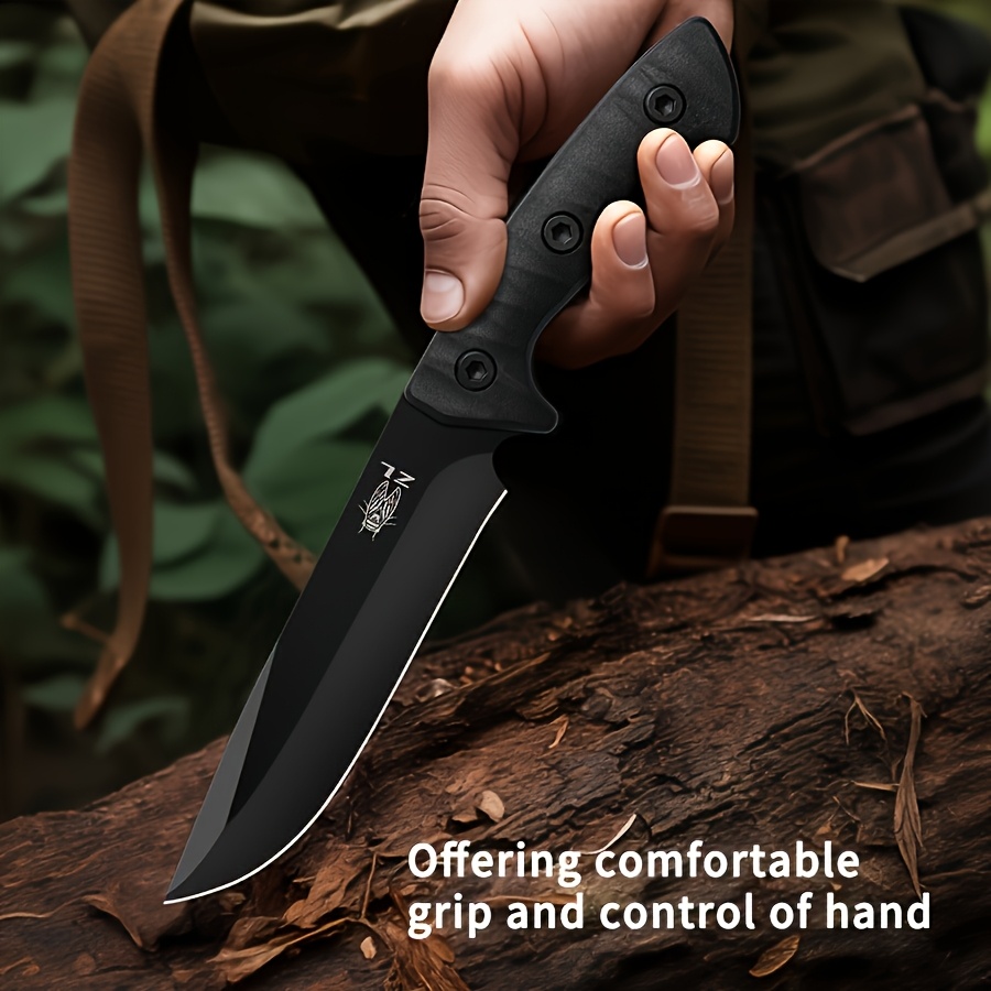 D2 Steel Outdoor Fixed Blade Knife – Full-Tang Design with Scabbard, Portable Multi-Purpose Tool for Camping, Bushcraft, and General Outdoor Use