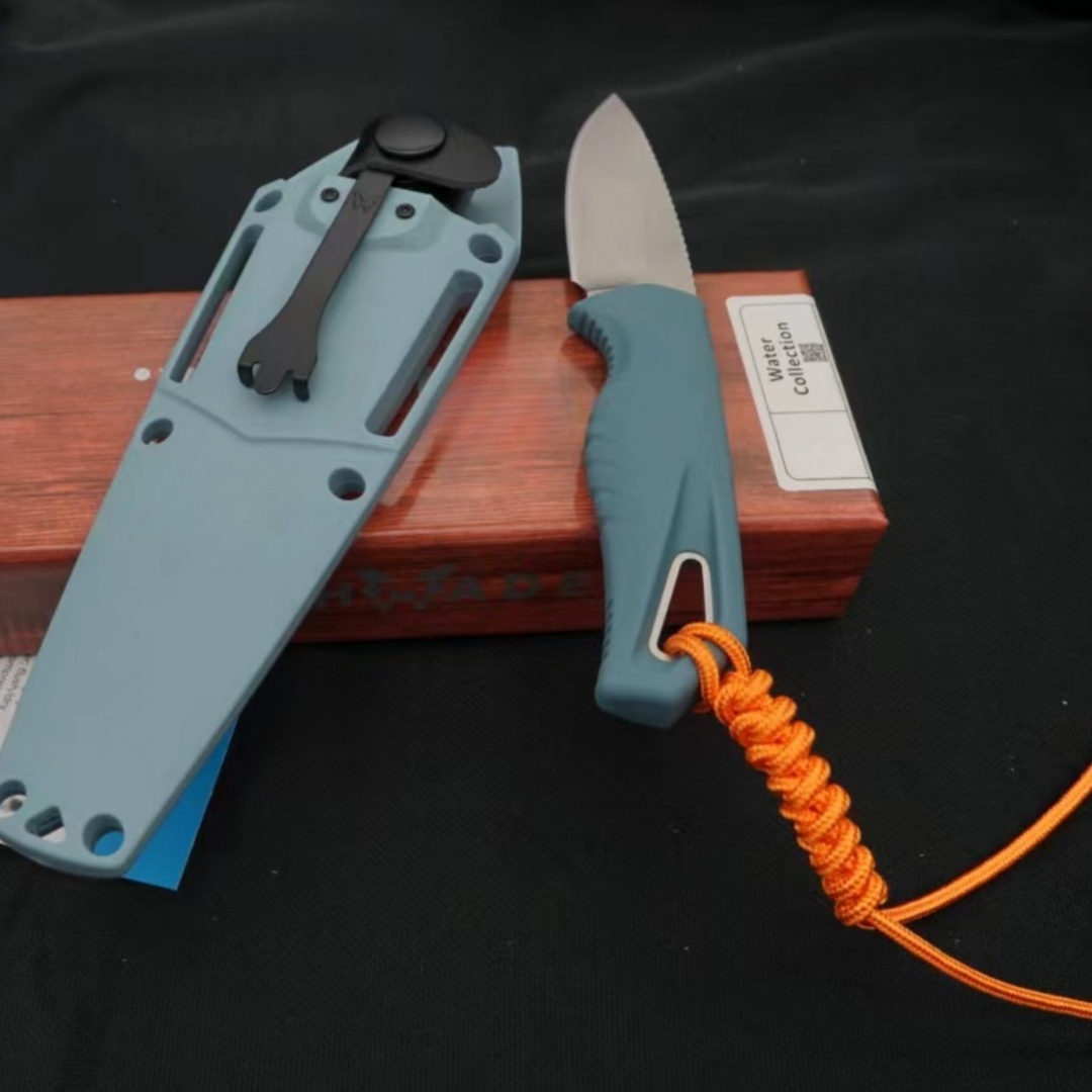 Outdoor Female Sheath Jungle Knife, Vehicle Tool Knife, BM18050 Model, D2 Blade Material, Glass Nylon Fiber Handle, Suitable for Fishing, Hiking, Survival, City Survival Everyday Carry Straight Knife