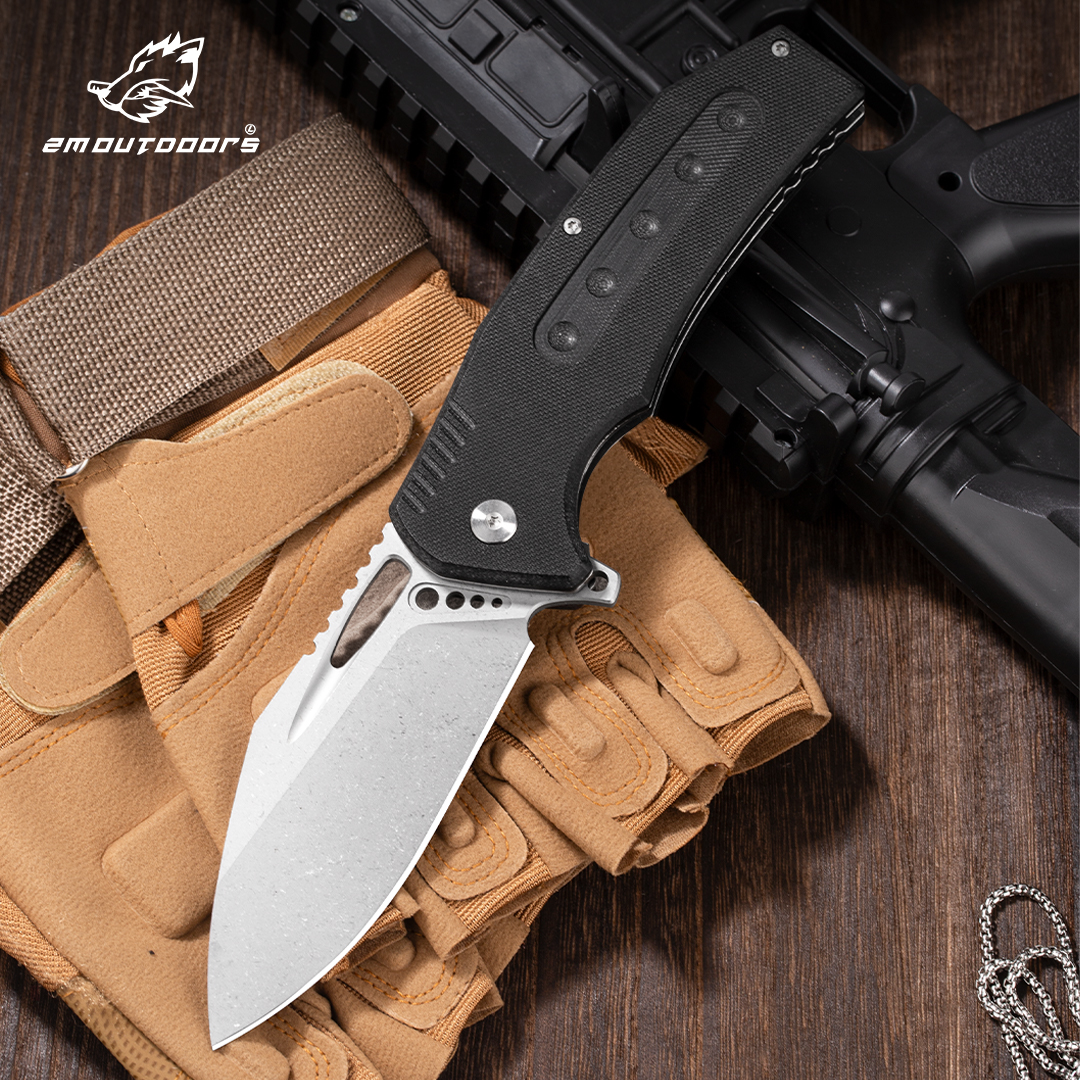 1pc, one-handed quick opening folding knife, outdoor folding knife, outdoor camping knife, D2 steel blade, G10 fiberglass non-slip handle, can be used for mountaineering, hiking, wilderness survival, camping and other outdoor activities, gifts