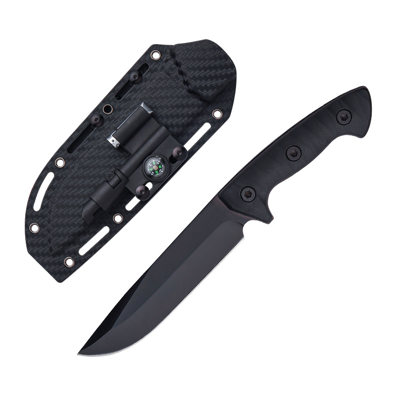 D2 Steel Outdoor Fixed Blade Knife – Full-Tang Design with Scabbard, Portable Multi-Purpose Tool for Camping, Bushcraft, and General Outdoor Use