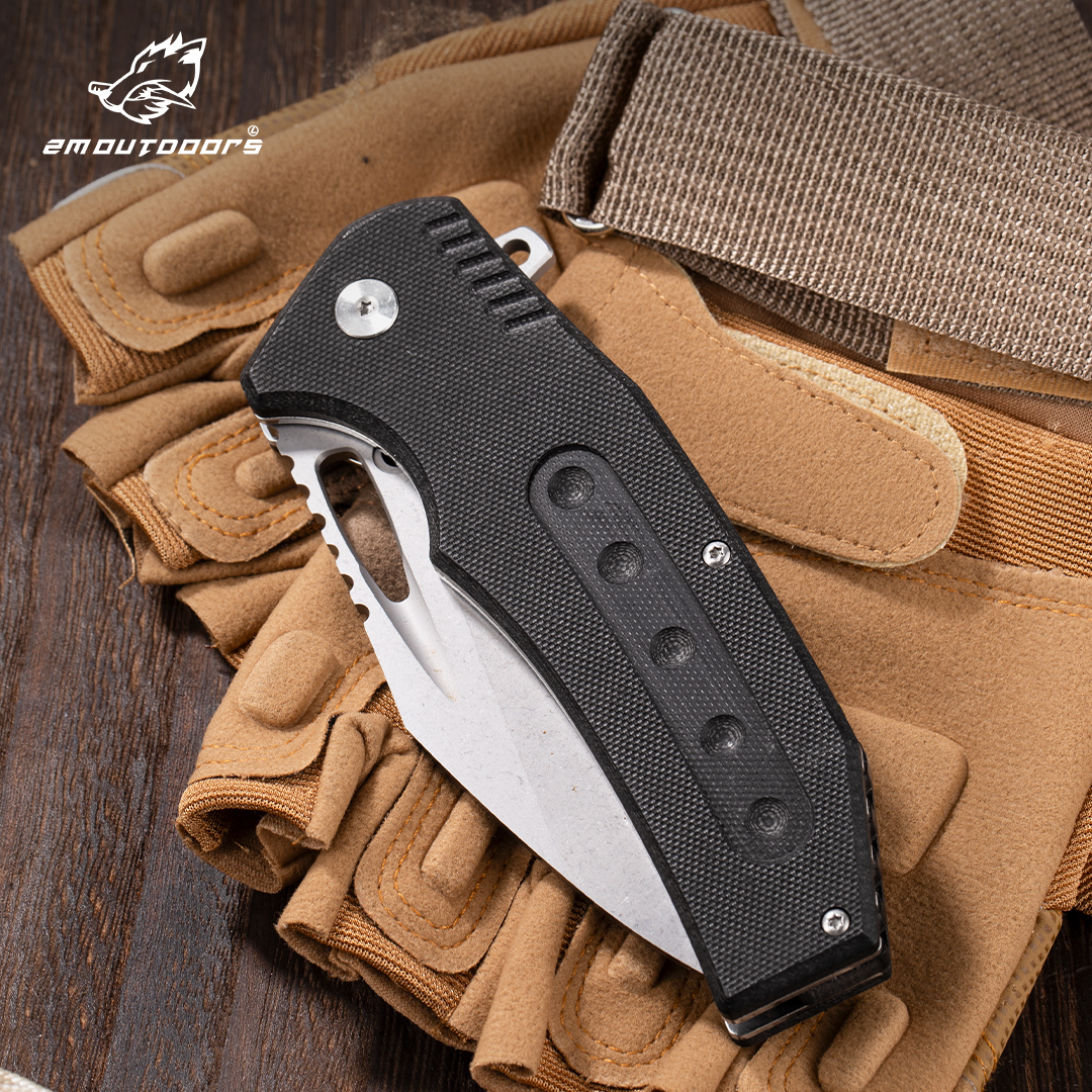1pc, one-handed quick opening folding knife, outdoor folding knife, outdoor camping knife, D2 steel blade, G10 fiberglass non-slip handle, can be used for mountaineering, hiking, wilderness survival, camping and other outdoor activities, gifts