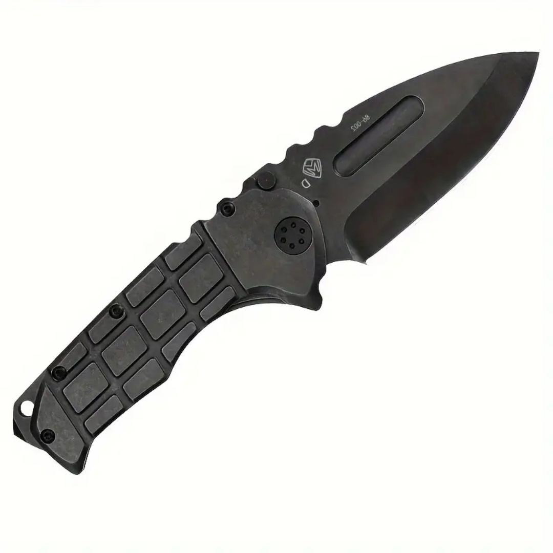 Outdoor folding knife, 440 steel handle, high quality D2 steel, high hardness blade, titanium plated anti-rust treatment, blade hardness 59-60HR folding knife, suitable for exploration, rescue, camping, hunting and gifts for men