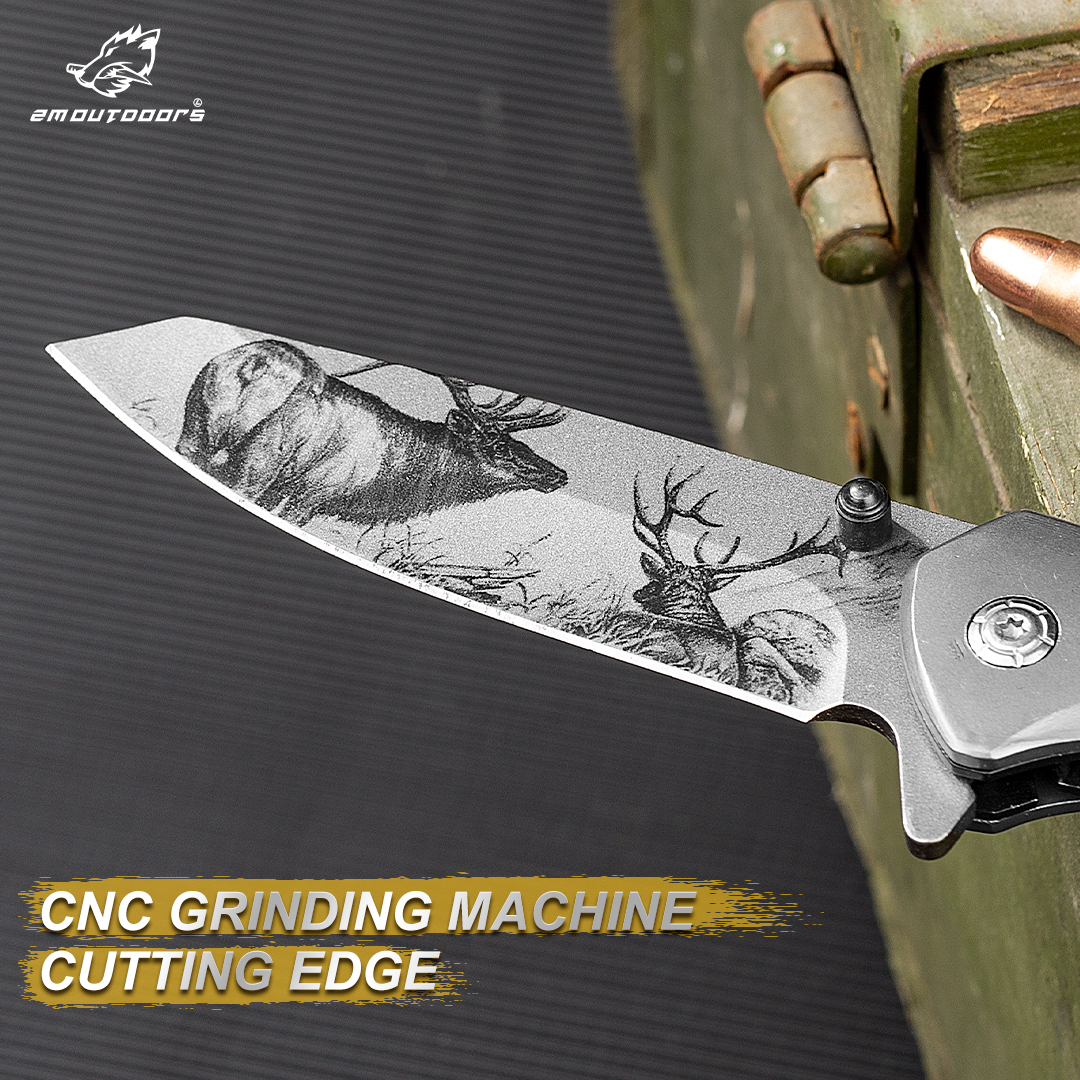 1PC, Elk Tactical Folding Pocket Knife With Stainless Steel Blade And Wooden Handle For Survival Outdoor Camping Hiking EDC Tools