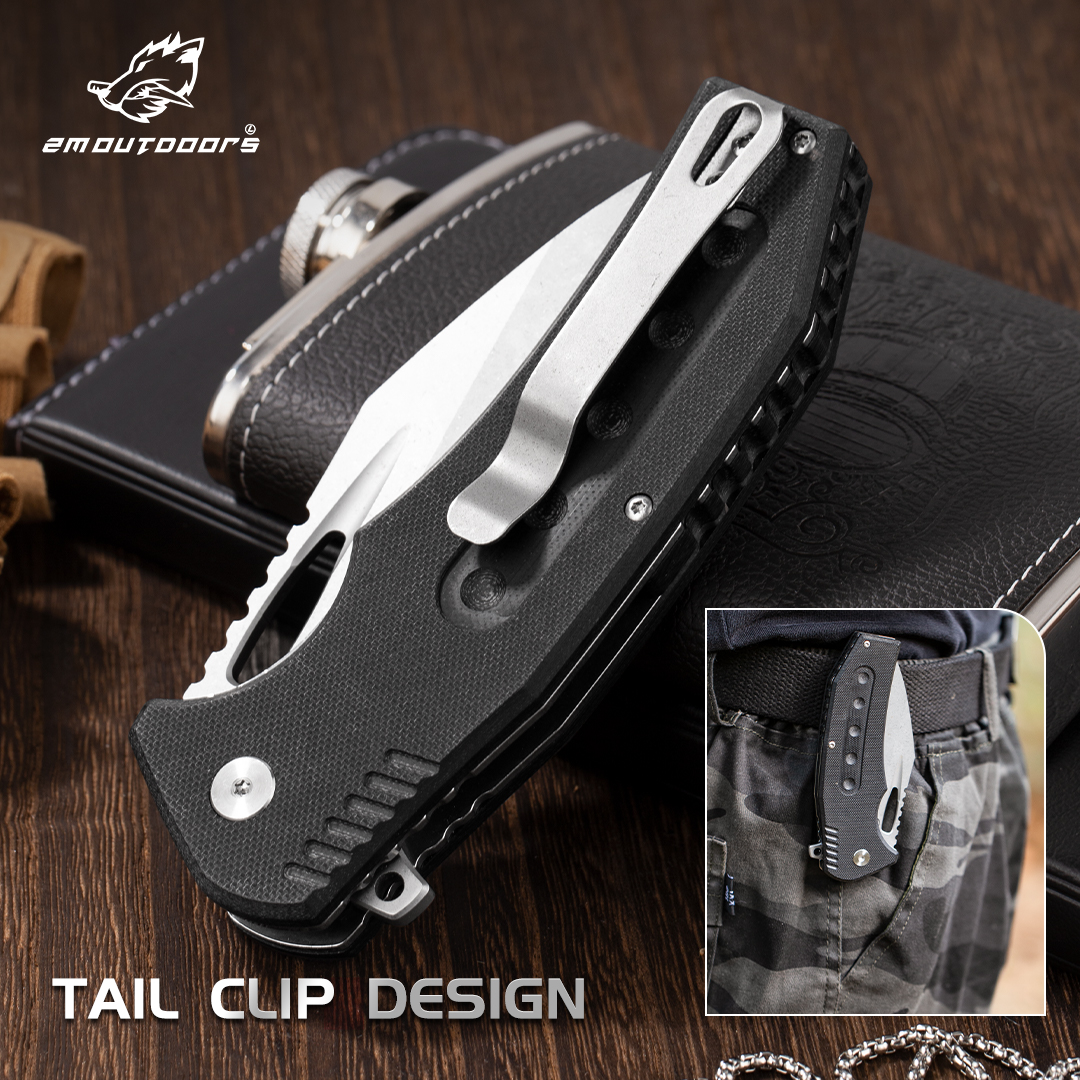 1pc, one-handed quick opening folding knife, outdoor folding knife, outdoor camping knife, D2 steel blade, G10 fiberglass non-slip handle, can be used for mountaineering, hiking, wilderness survival, camping and other outdoor activities, gifts