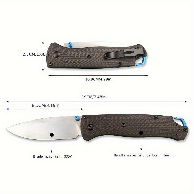 BM 535 Carbon Fiber Folding Knife – S35V Blade, CNC Fine-Ground Finish, Carbon Fiber Handle, Manual Thumb-Open with Pocket Clip