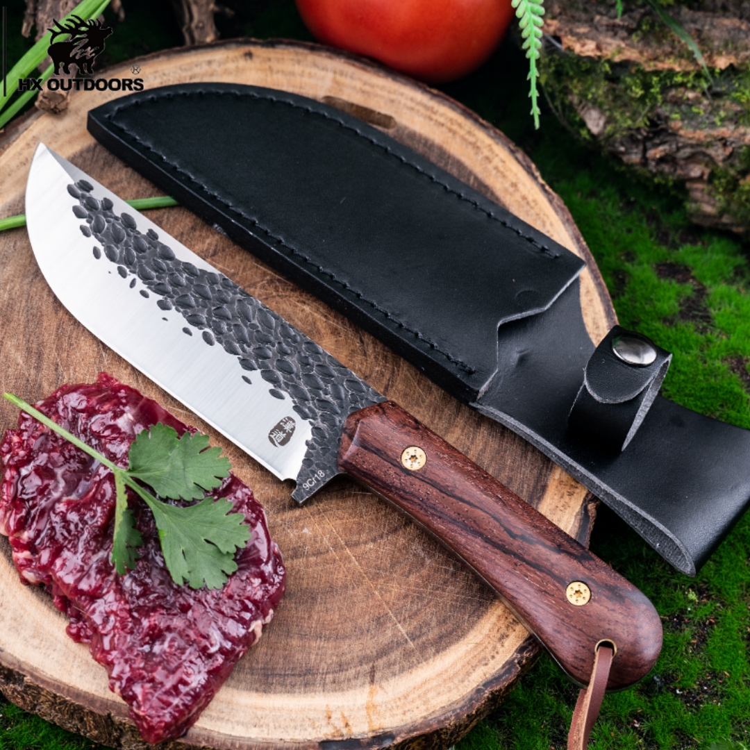 Outdoor Camping Knife Prey Handling Knife Outdoor Cleaver Wilderness Survival Knife Self-Defense Knife High Hardness Stainless Steel Knife Tactical Straight Knife
