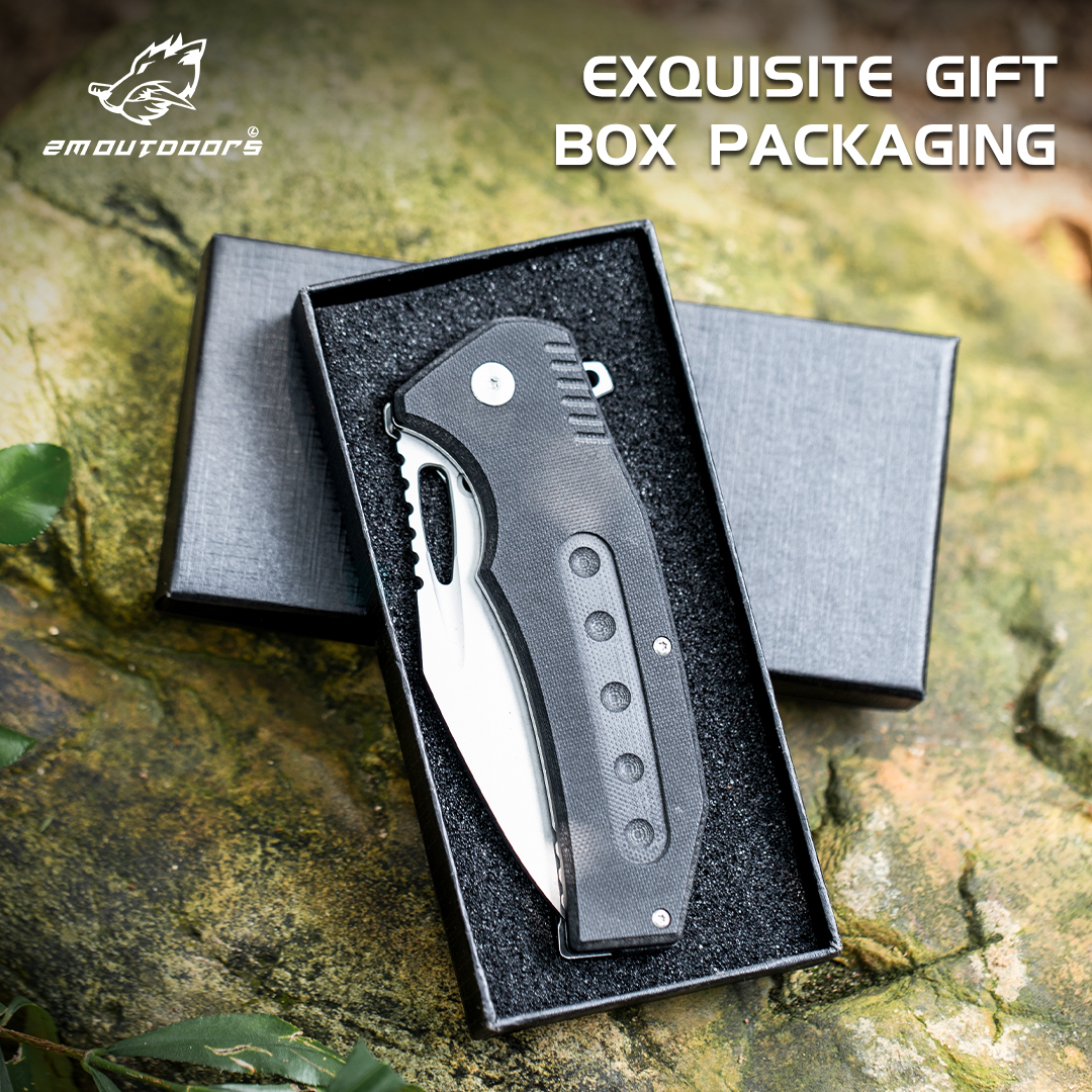 1pc, one-handed quick opening folding knife, outdoor folding knife, outdoor camping knife, D2 steel blade, G10 fiberglass non-slip handle, can be used for mountaineering, hiking, wilderness survival, camping and other outdoor activities, gifts