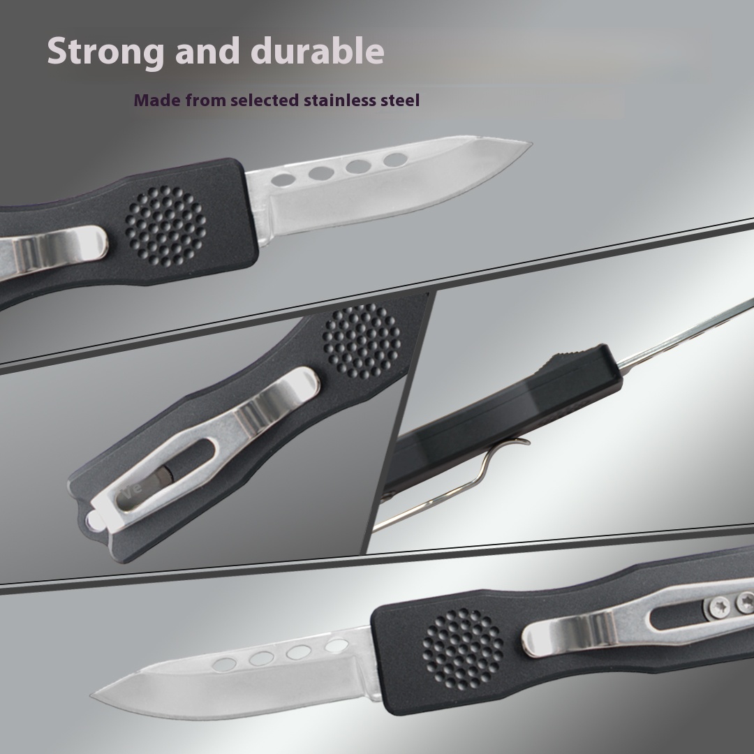 Aluminum alloy handle straight jump telescopic knife, multi-functional life-saving equipment knife, self-defense essential, EDC tool, suitable for camping, survival, hunting