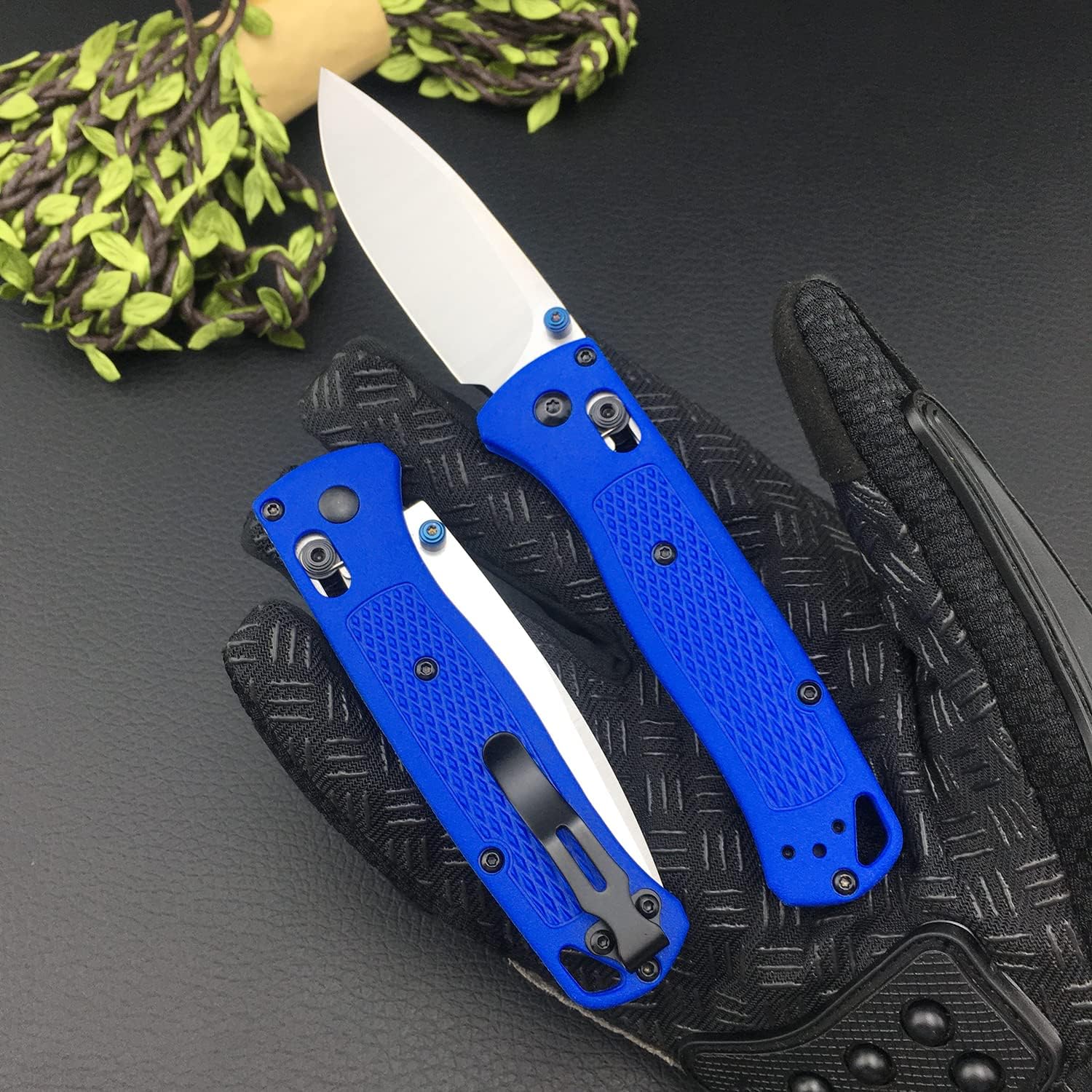 BM 535 Blue Folding Knife – 8Cr13MoV Steel Blade, GRN Handle, Manual Thumb-Open Design with Smooth Bearing Lock, Compact EDC Pocket Knife
