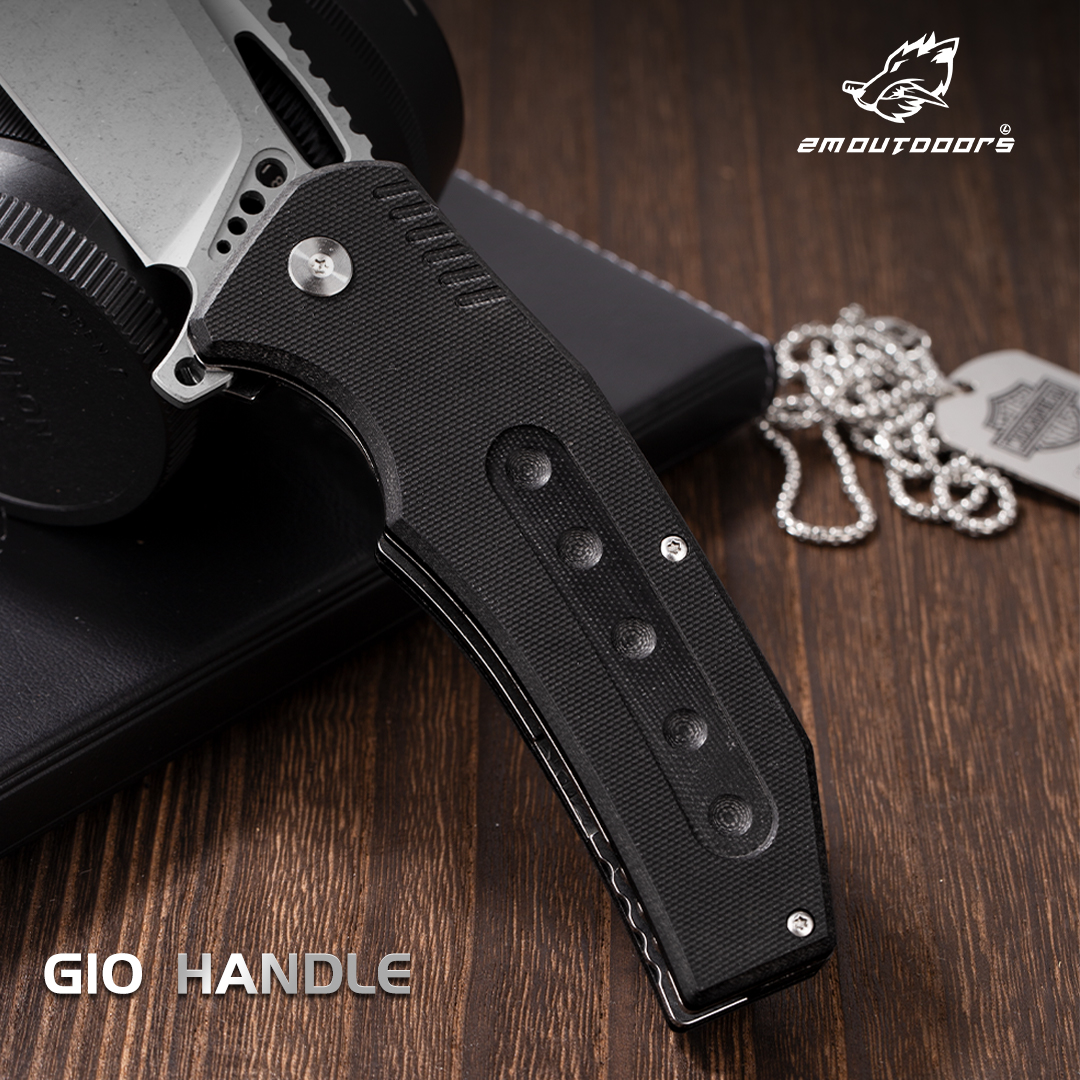 1pc, one-handed quick opening folding knife, outdoor folding knife, outdoor camping knife, D2 steel blade, G10 fiberglass non-slip handle, can be used for mountaineering, hiking, wilderness survival, camping and other outdoor activities, gifts