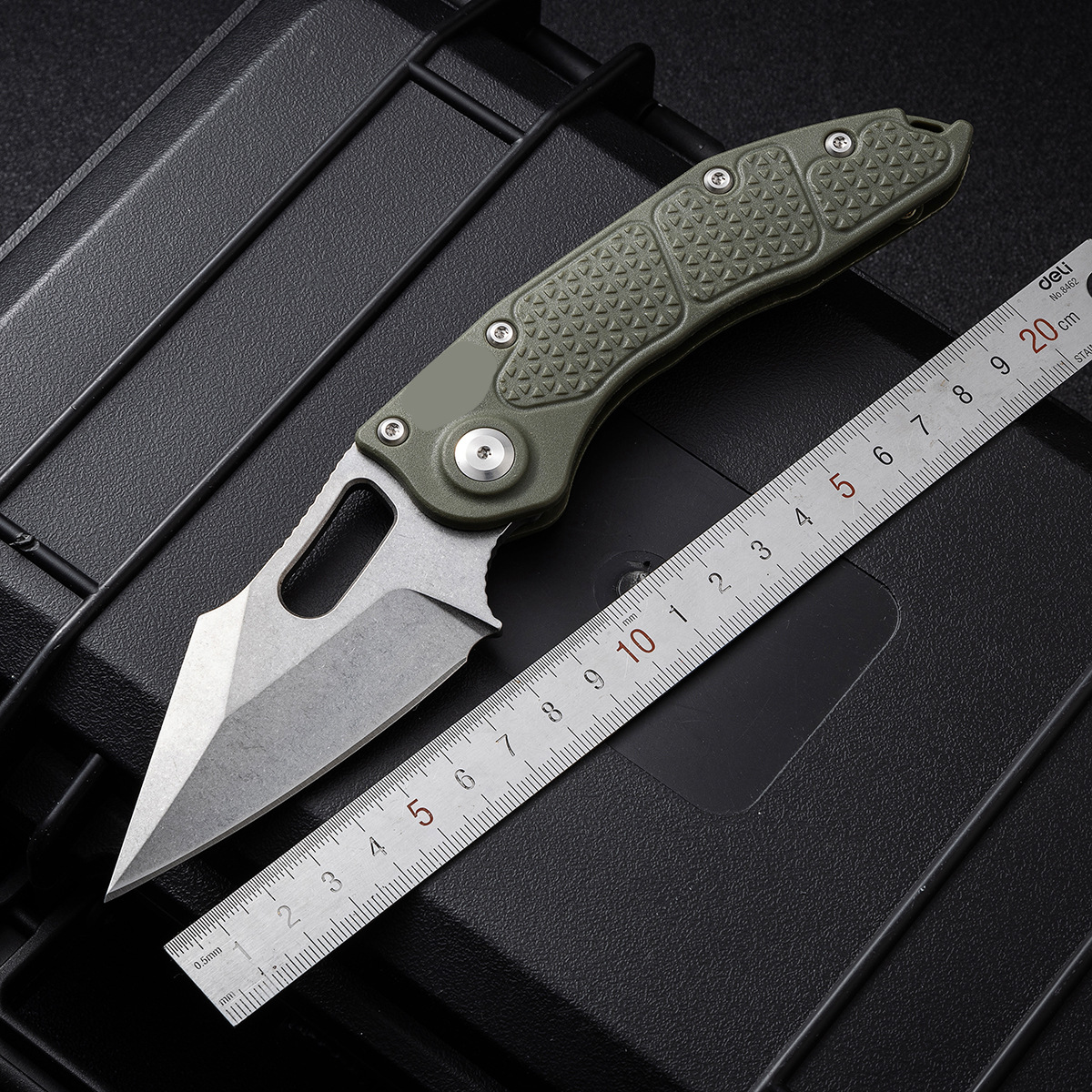 M390 Steel Folding Knife – Stitch STQ Style with Nylon-Fiberglass Handle, Sharp Lightweight EDC Tool for Camping, Hiking & Collectors