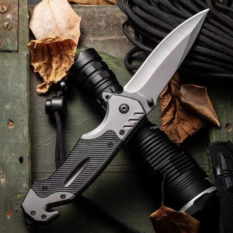 Outdoor Folding Knife, Compact and Durable Knife, One-Handed Quick Knife, EDC Multi-Tool Knife, 9 Inch Tactical Assist Folding Knife Rescue Camping Survival Knife – Camping, fishing, everyday all in one