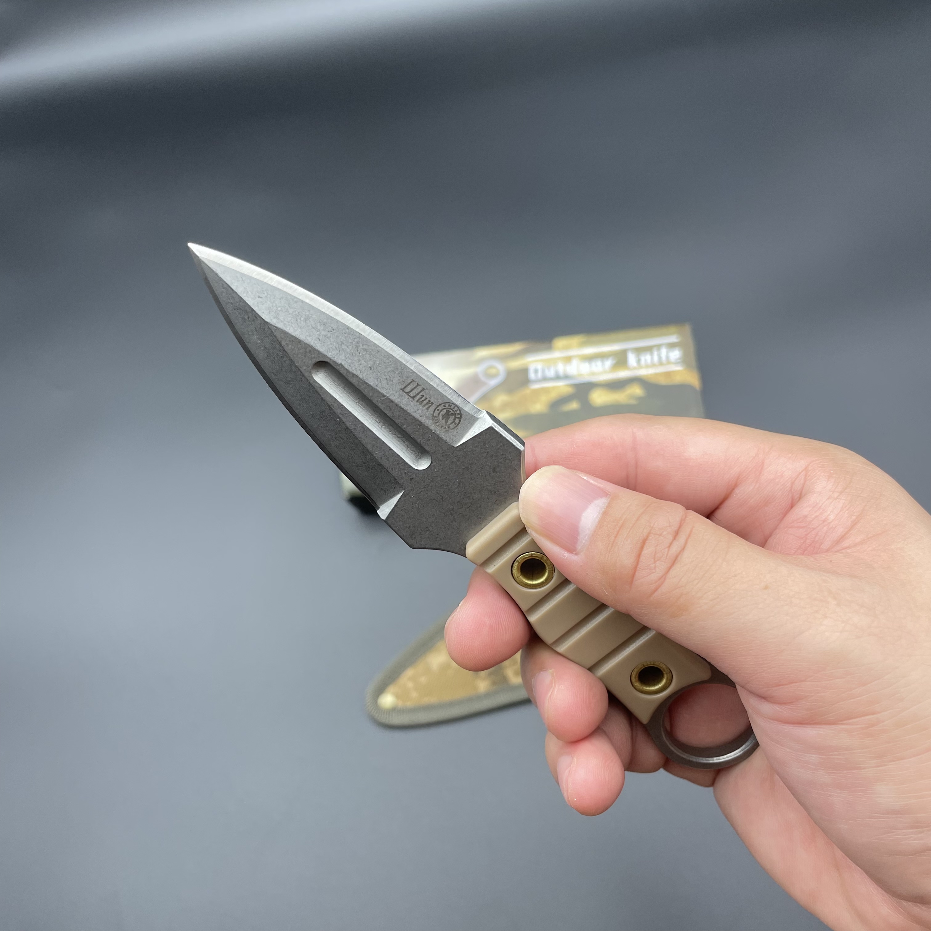 Wilderness Survival Straight Knife with Knife Sleeve, EDC Portable Knife, Super Sharp Camping Knife, Stainless Steel Fixed Blade Survival Bush Knife