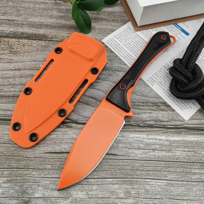BM15201 model, full keel hunting knife with sheath, D2 steel nylon glass handle survival knife - suitable for wild survival and hunting, equipped with Kydex scabbard, city survival daily carry straight knife