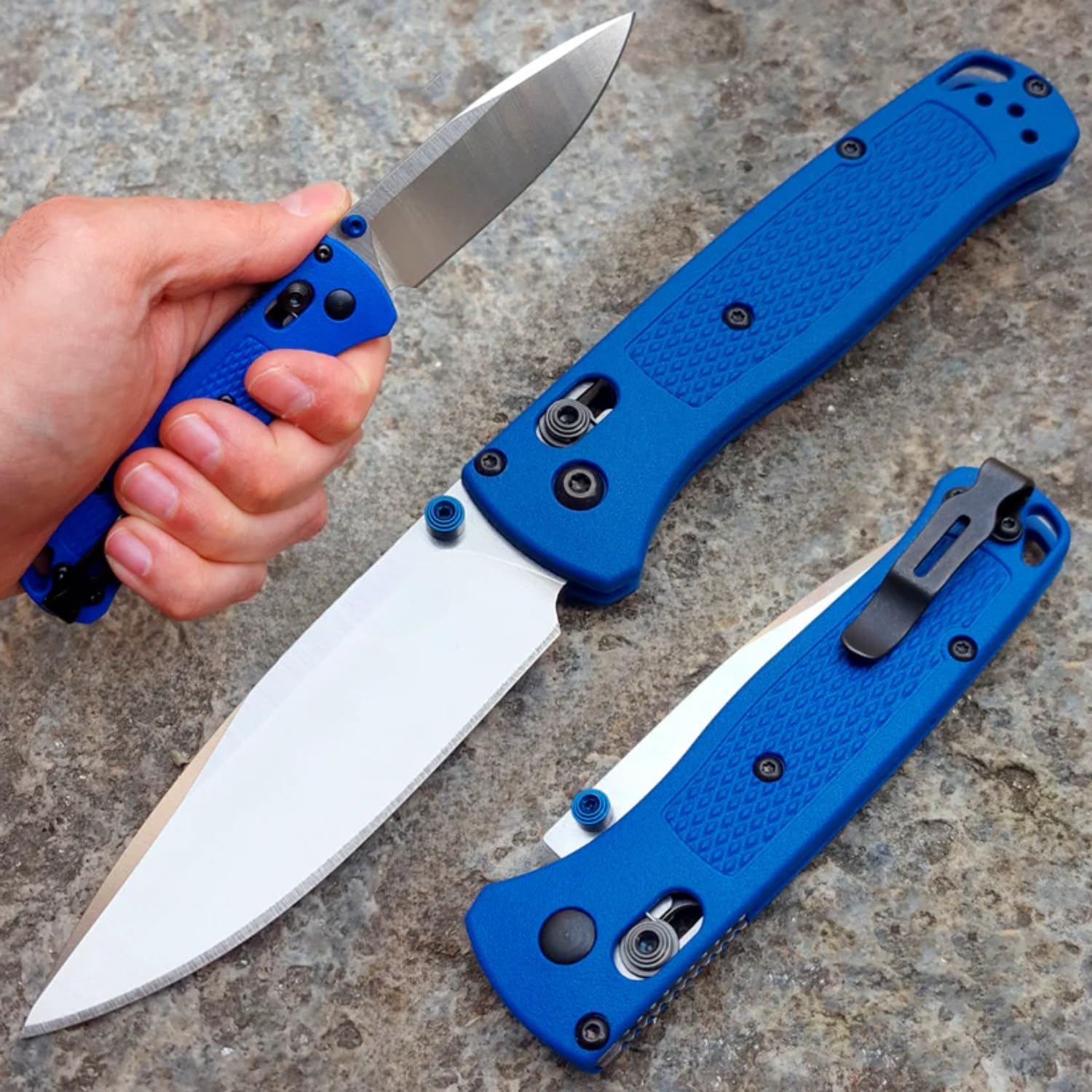 BM 535 Blue Folding Knife – 8Cr13MoV Steel Blade, GRN Handle, Manual Thumb-Open Design with Smooth Bearing Lock, Compact EDC Pocket Knife