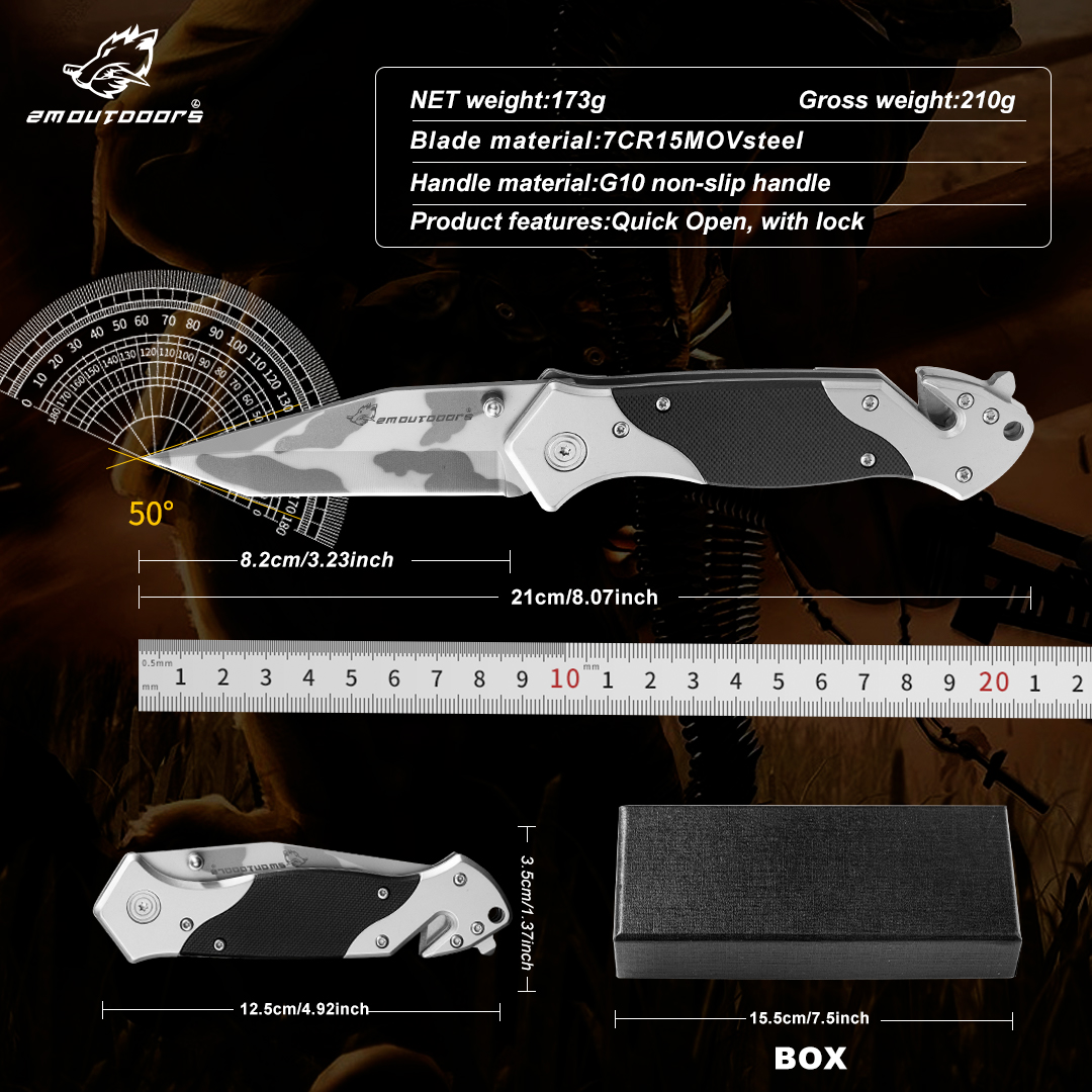 1PC, Folding Knife, Pocket Knife, Fruit Knife Just Side Lock, 7cr17mov Top Blade, G10 Fibreglass Handle, EDC Pocket Knife For Fishing, Hiking, Survival, Gifts For Men And Women