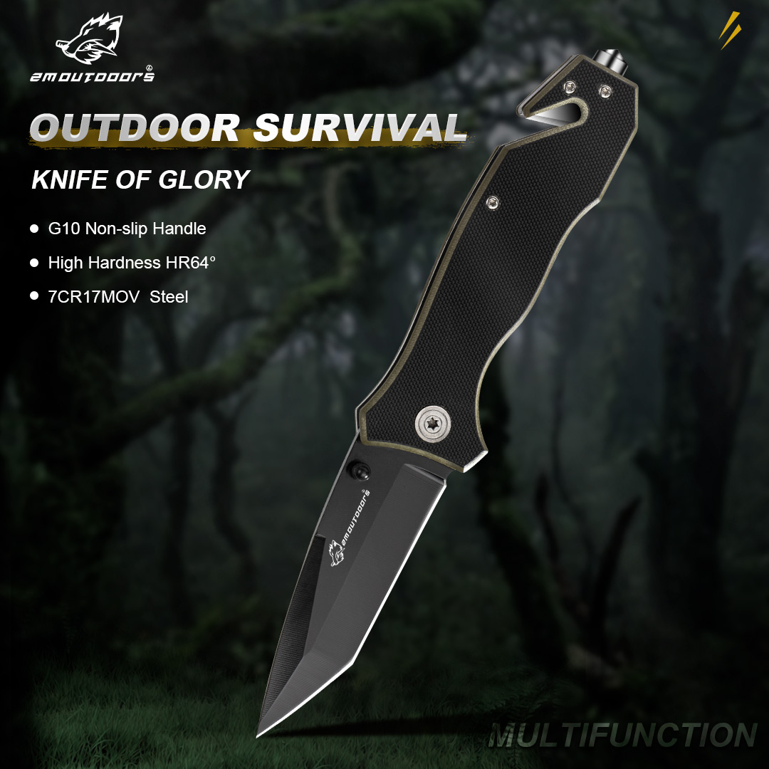 Outdoor Pocket Folding Knife With Locking Mechanism, 7Cr17Mov High Hardness Stainless Steel Knife, G10 Handle, Can Be Used For Outdoor Wilderness Survival, Mountaineering, Hiking